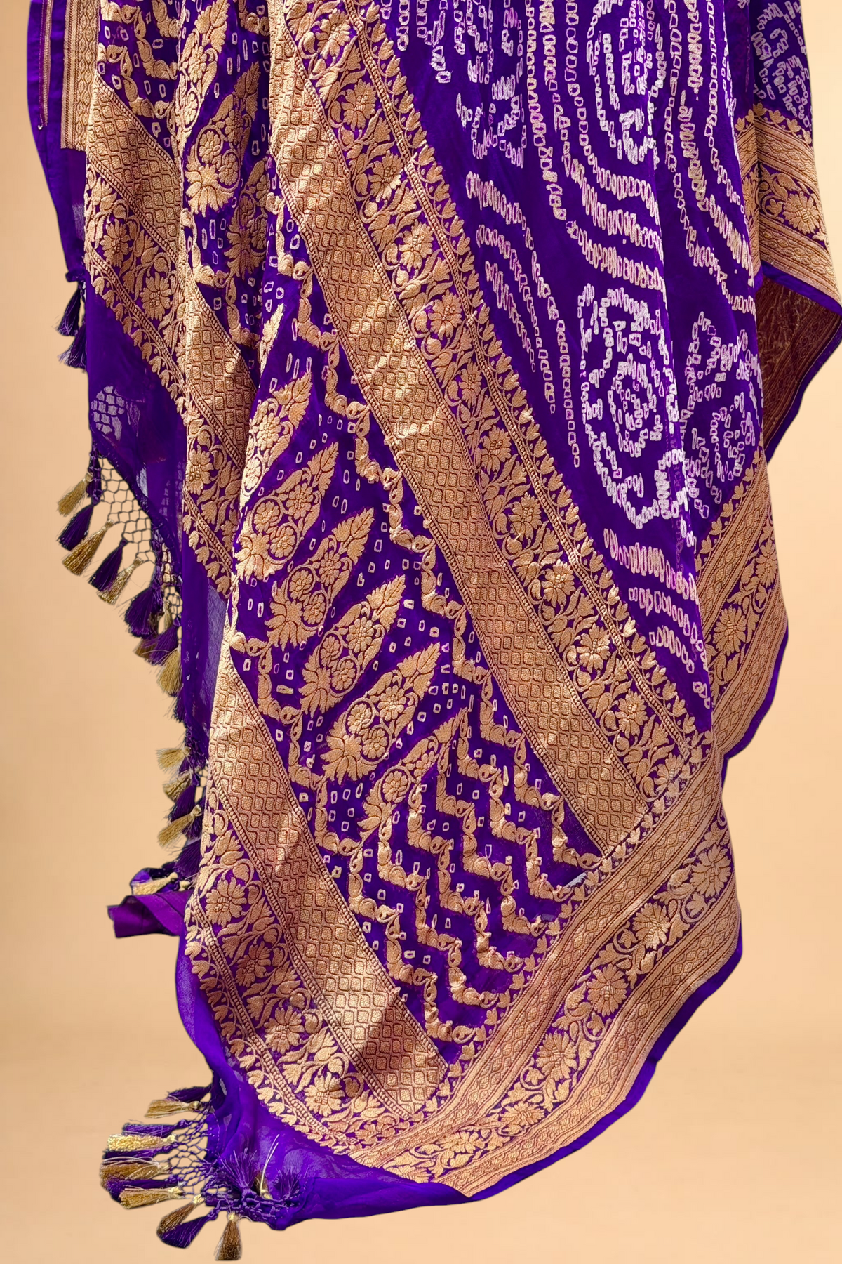 Royal Purple Georgette Khaddi Rai Bandhani Dupatta