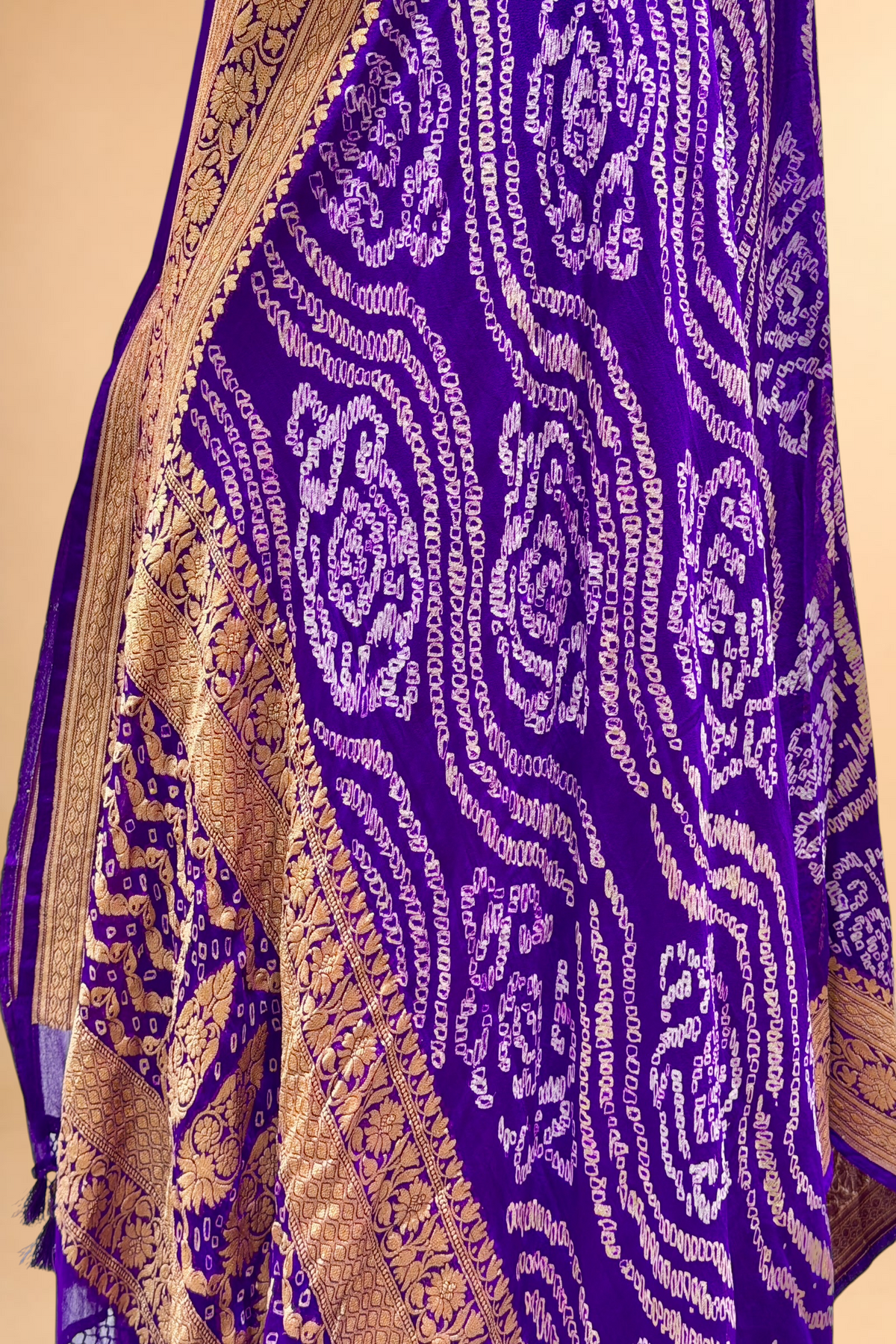 Royal Purple Georgette Khaddi Rai Bandhani Dupatta