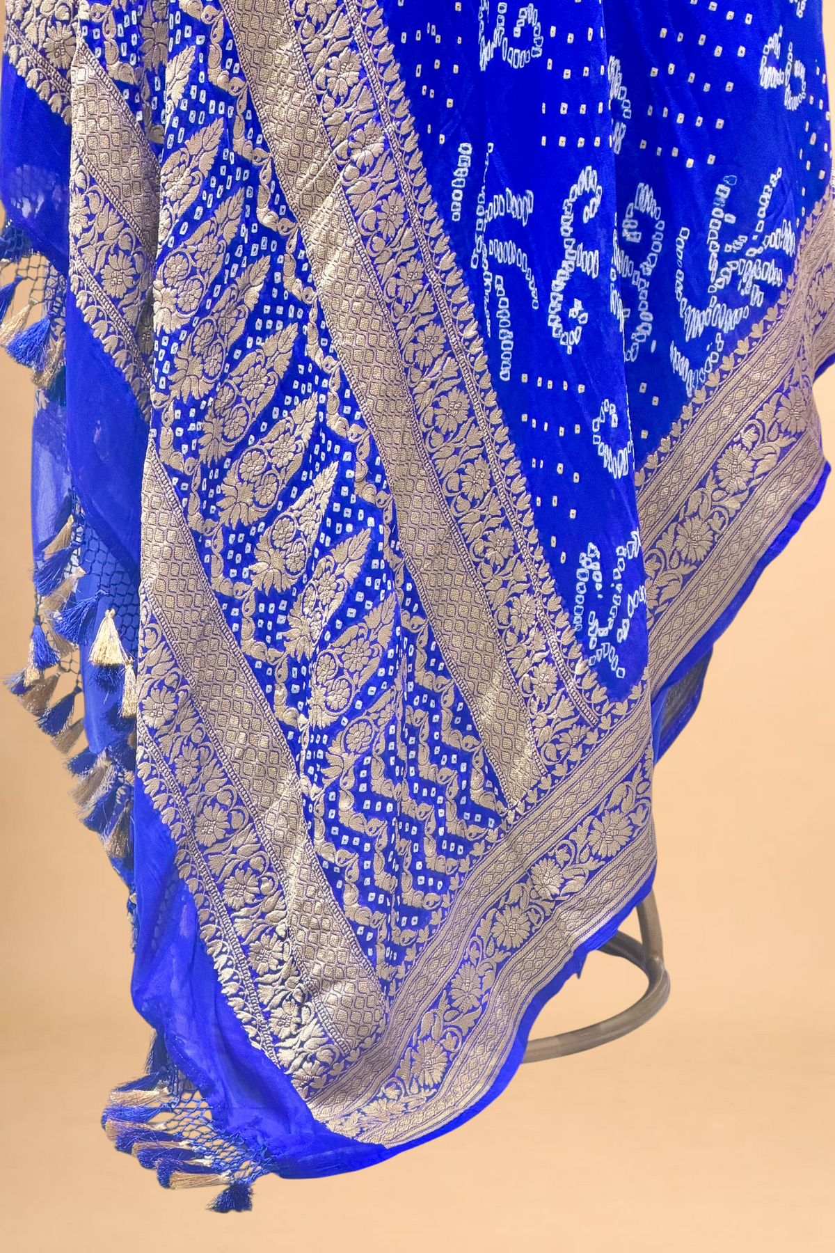 Royal Blue Georgette Khaddi Rai Bandhani Dupatta