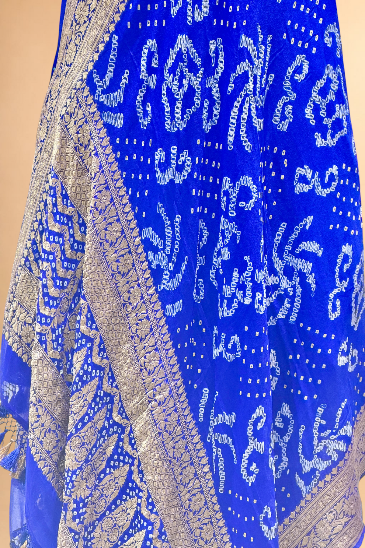 Royal Blue Georgette Khaddi Rai Bandhani Dupatta