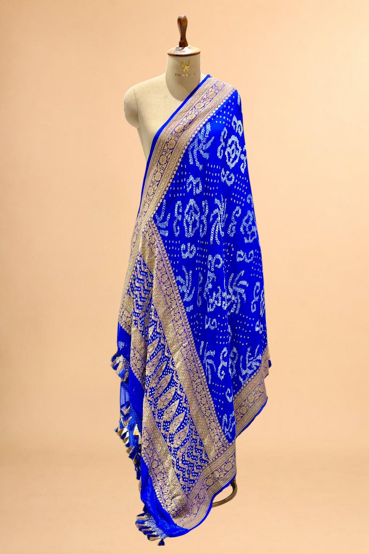 Royal Blue Georgette Khaddi Rai Bandhani Dupatta