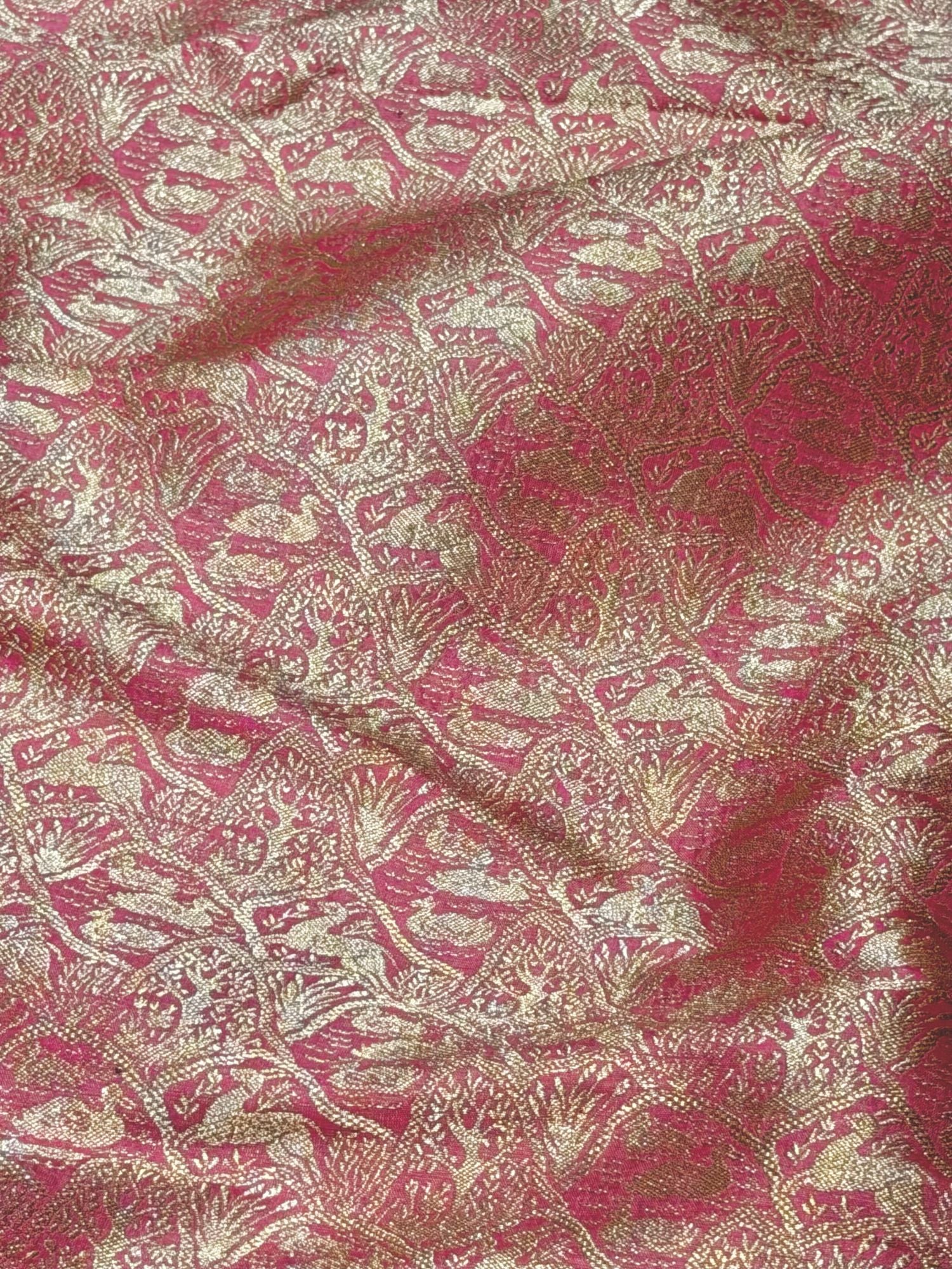 Pink Brocade Katan Silk Handloom Fabric