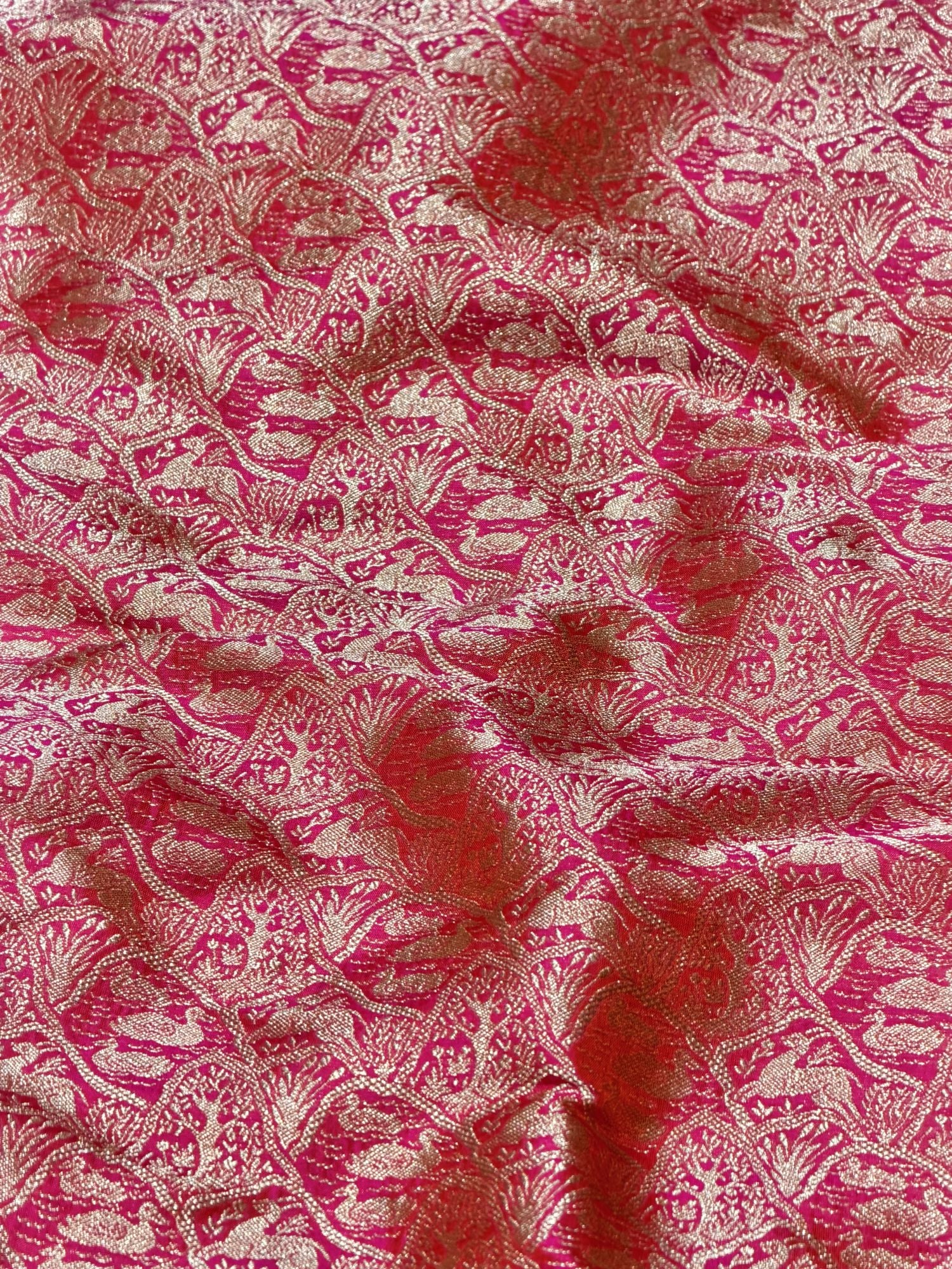 Dual Tone Brocade Katan Silk Handloom Fabric