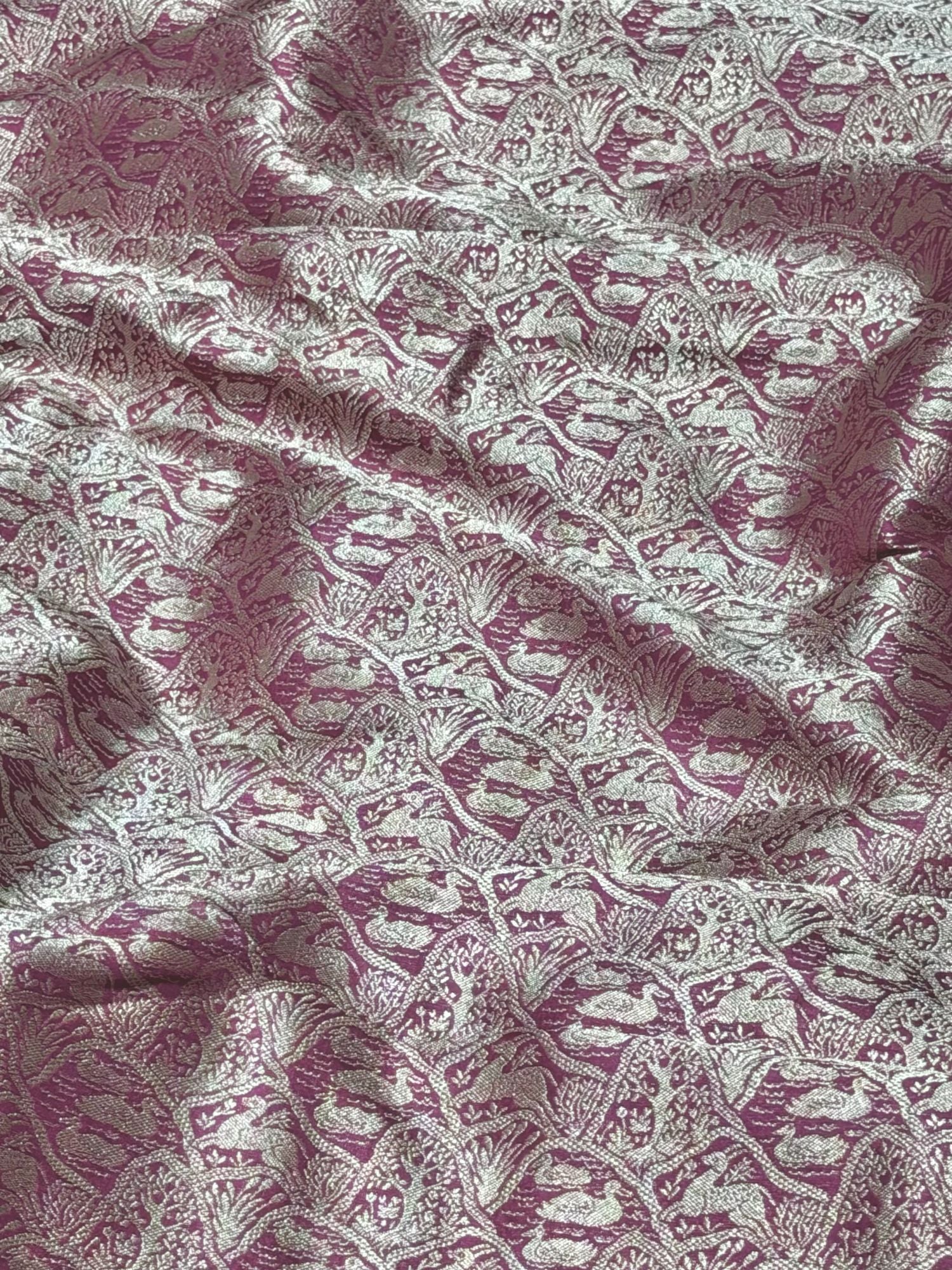 Dusty Onion Brocade Katan Silk Handloom Fabric
