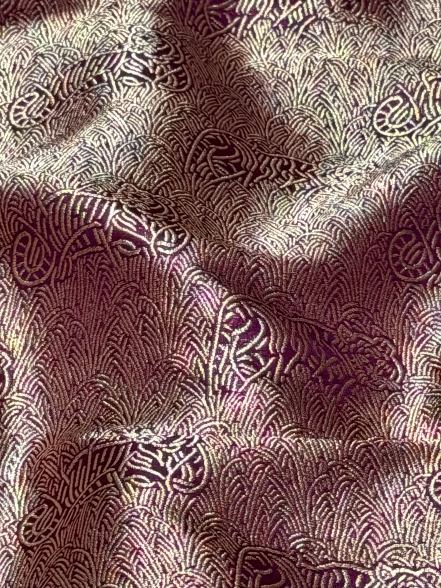 Deep Magenta Brocade Katan Silk Handloom Fabric
