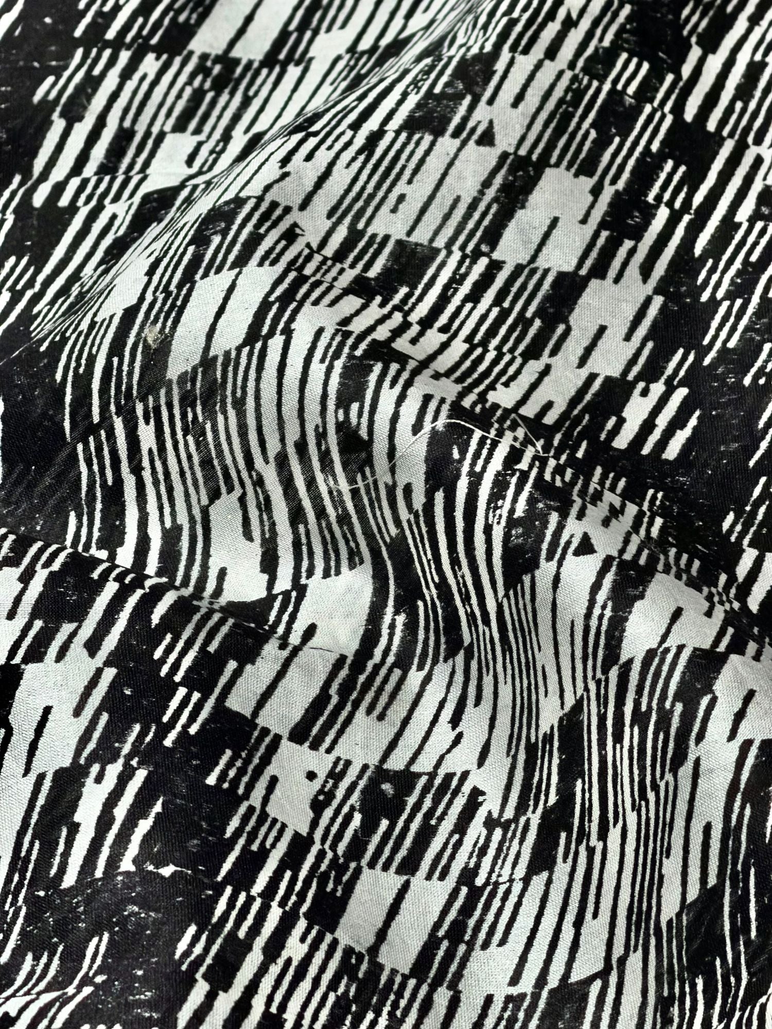 Black Chanderi Silk Fabric With Hand Block Print