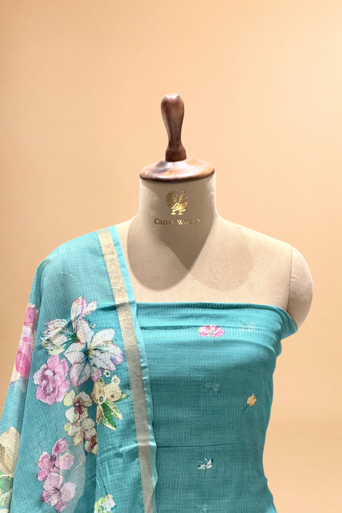 Teal Pure Kota Silk Suit Set