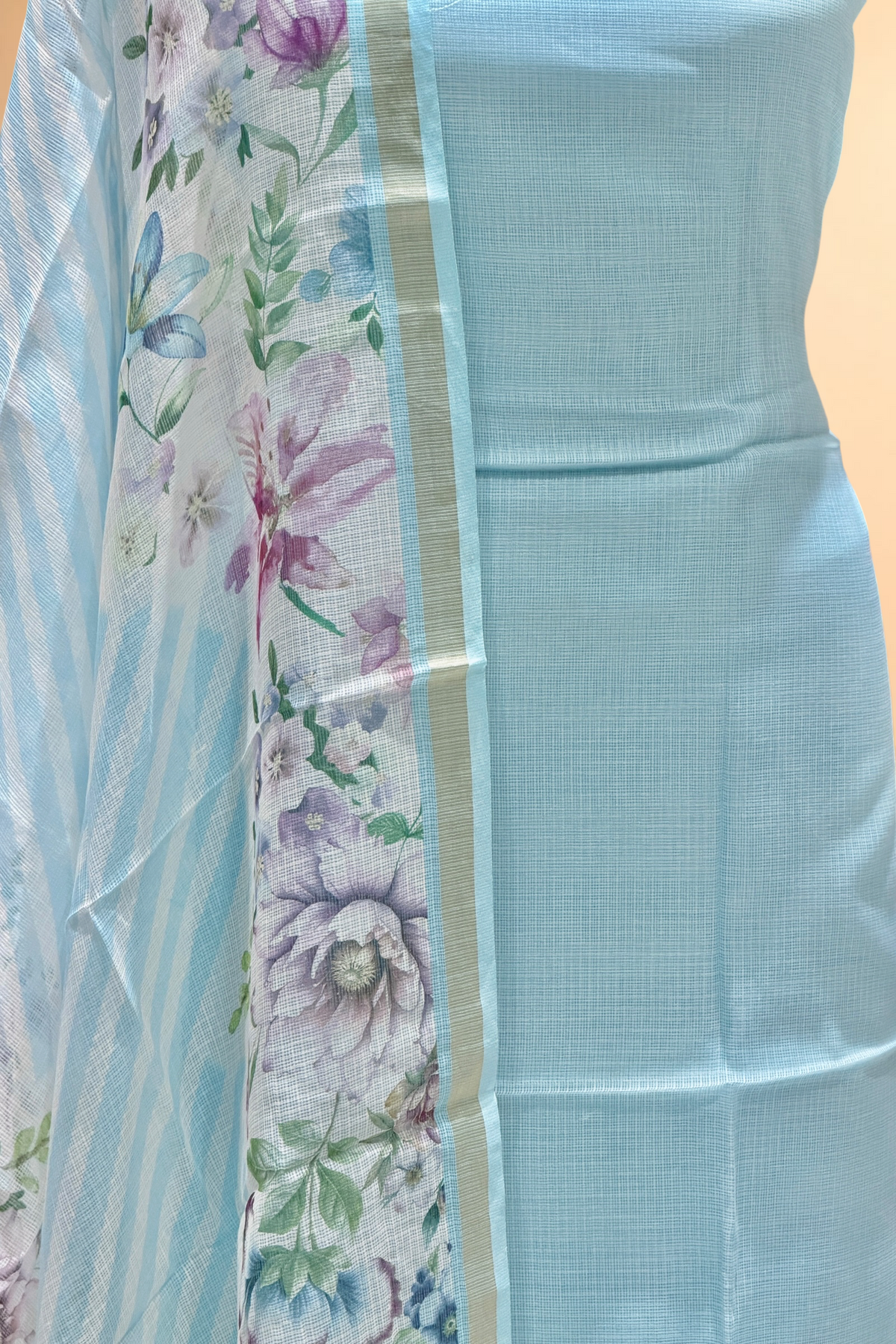Powder Blue Pure Kota Silk Suit Set