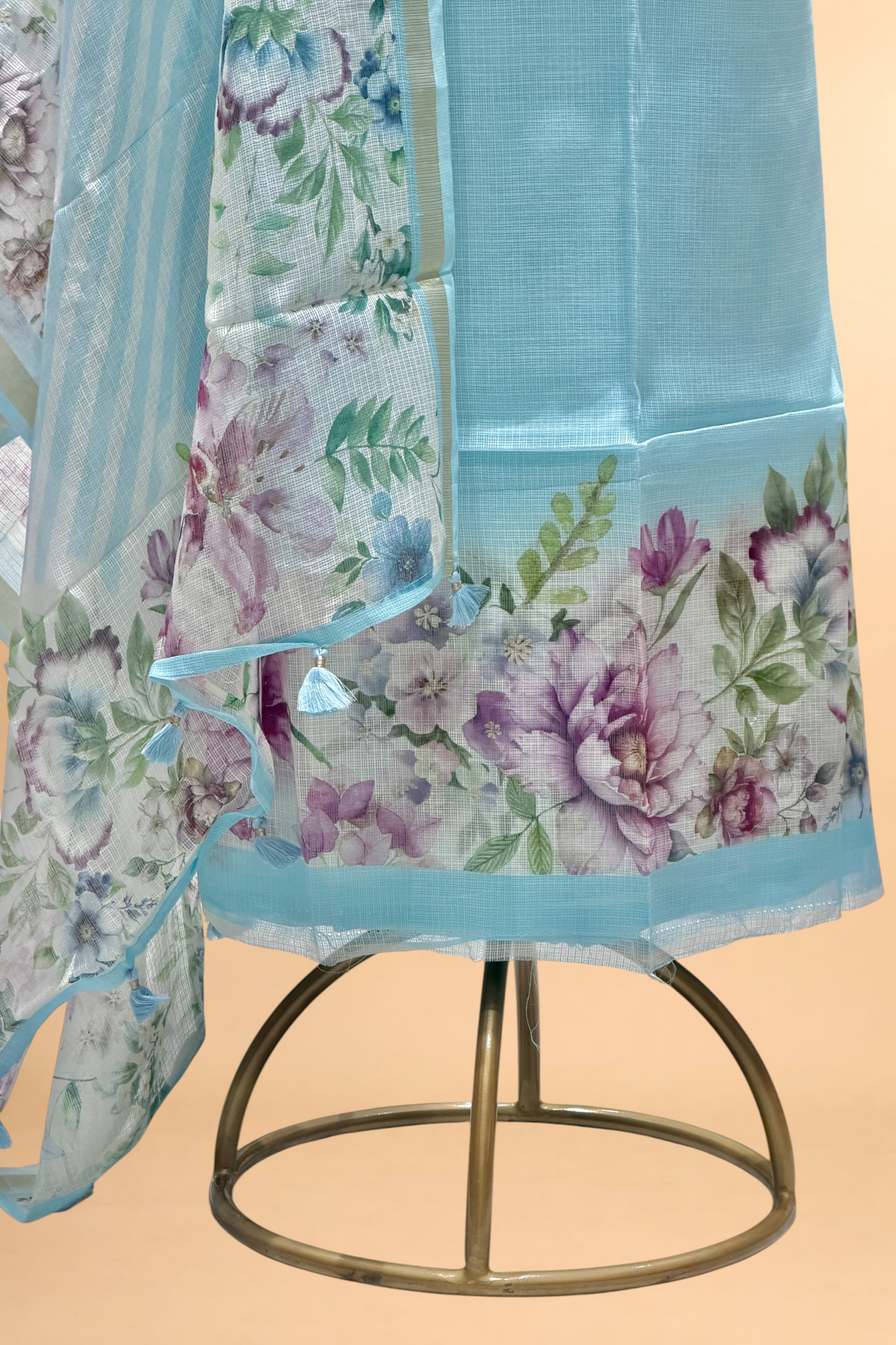 Powder Blue Pure Kota Silk Suit Set