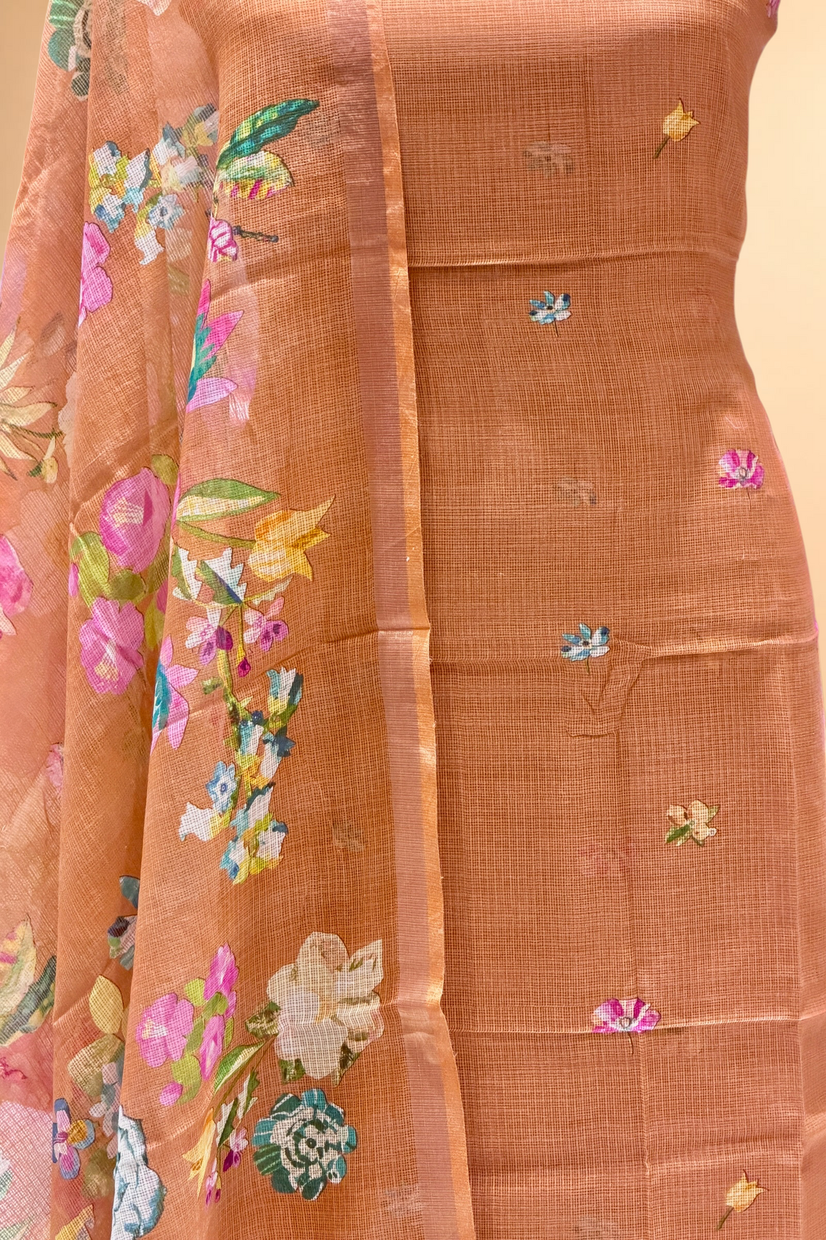 Warm Brown Pure Kota Silk Suit Set