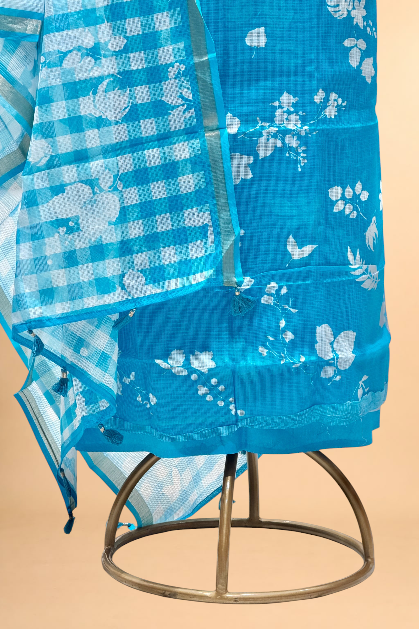 Aqua Blue Pure Kota Silk Suit Set