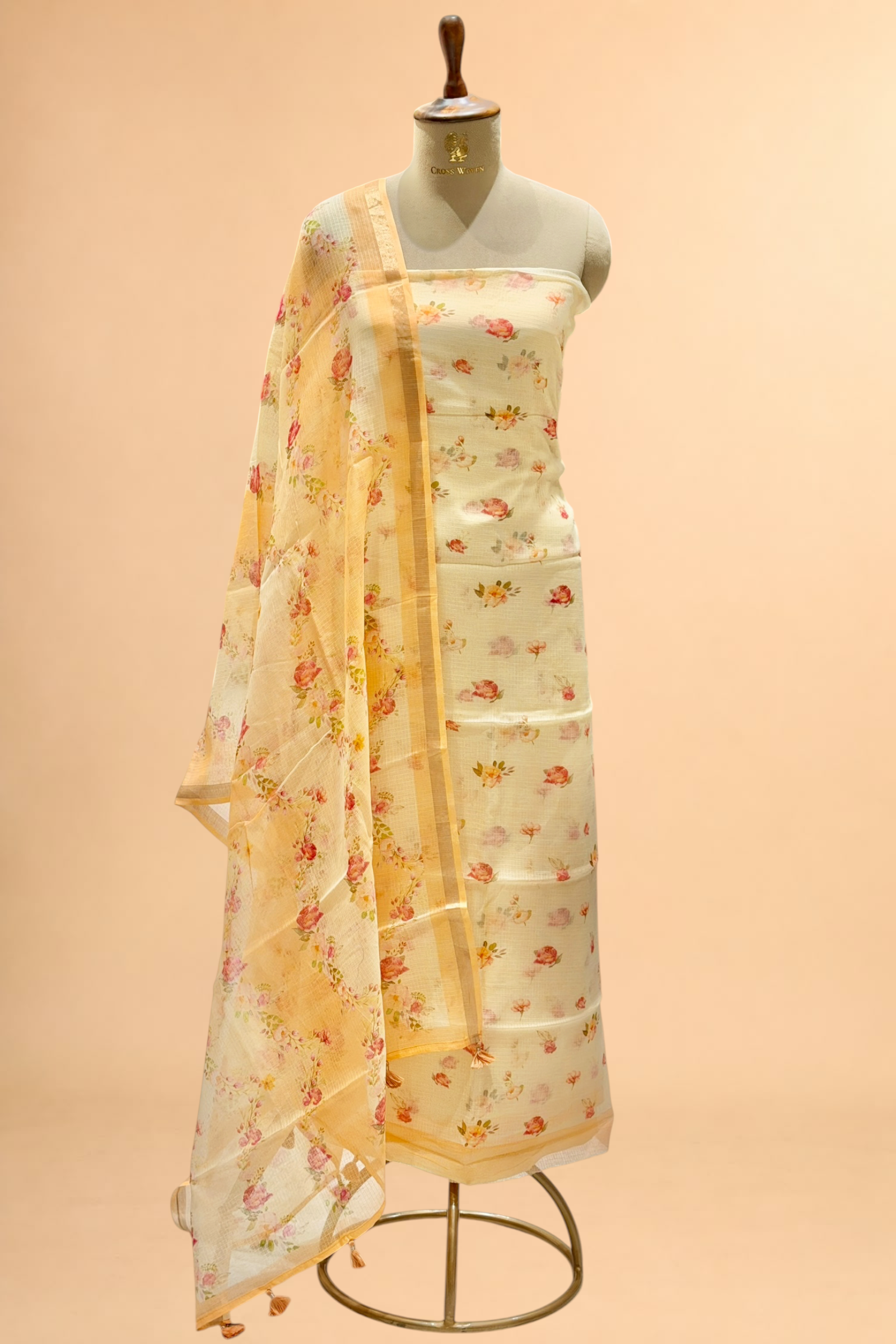Ivory-Cream Pure Kota Silk Suit Sets