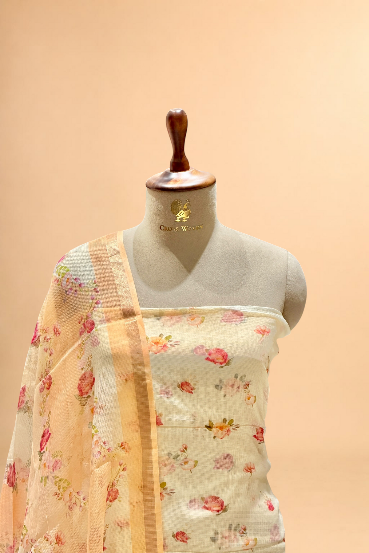 Ivory-Cream Pure Kota Silk Suit Sets
