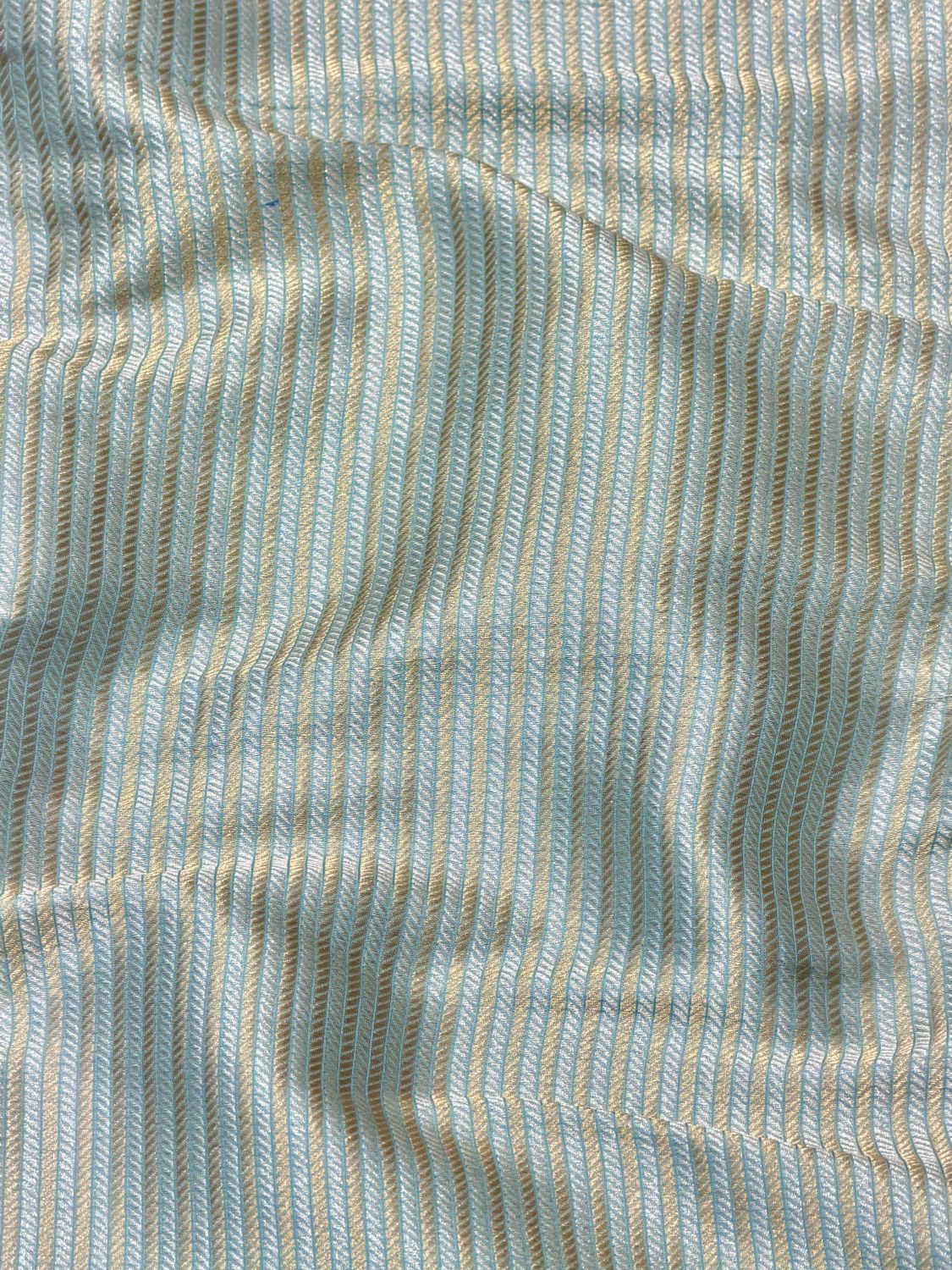 Powder Blue Sona-Rupa Stripe Katan Silk Fabric