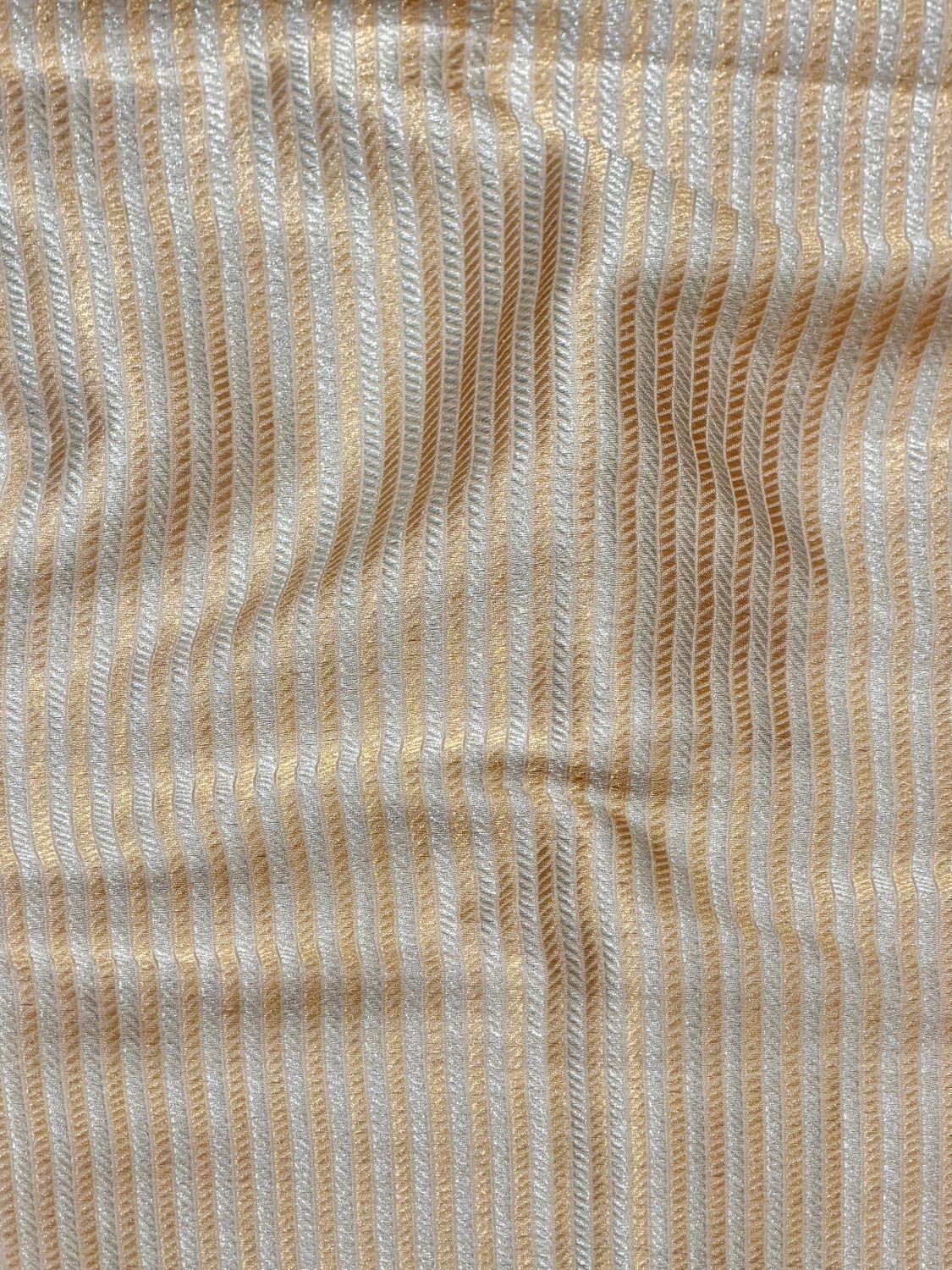 White Sona-Rupa Stripe Katan Silk Fabric