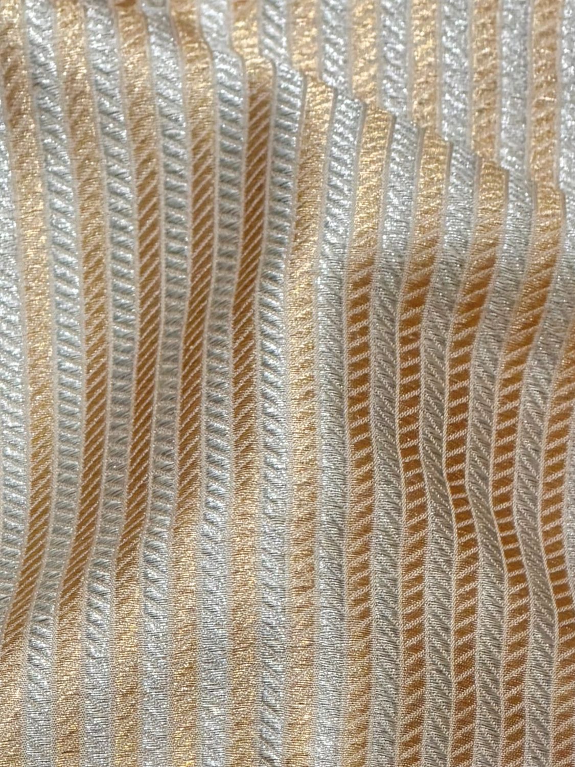White Sona-Rupa Stripe Katan Silk Fabric