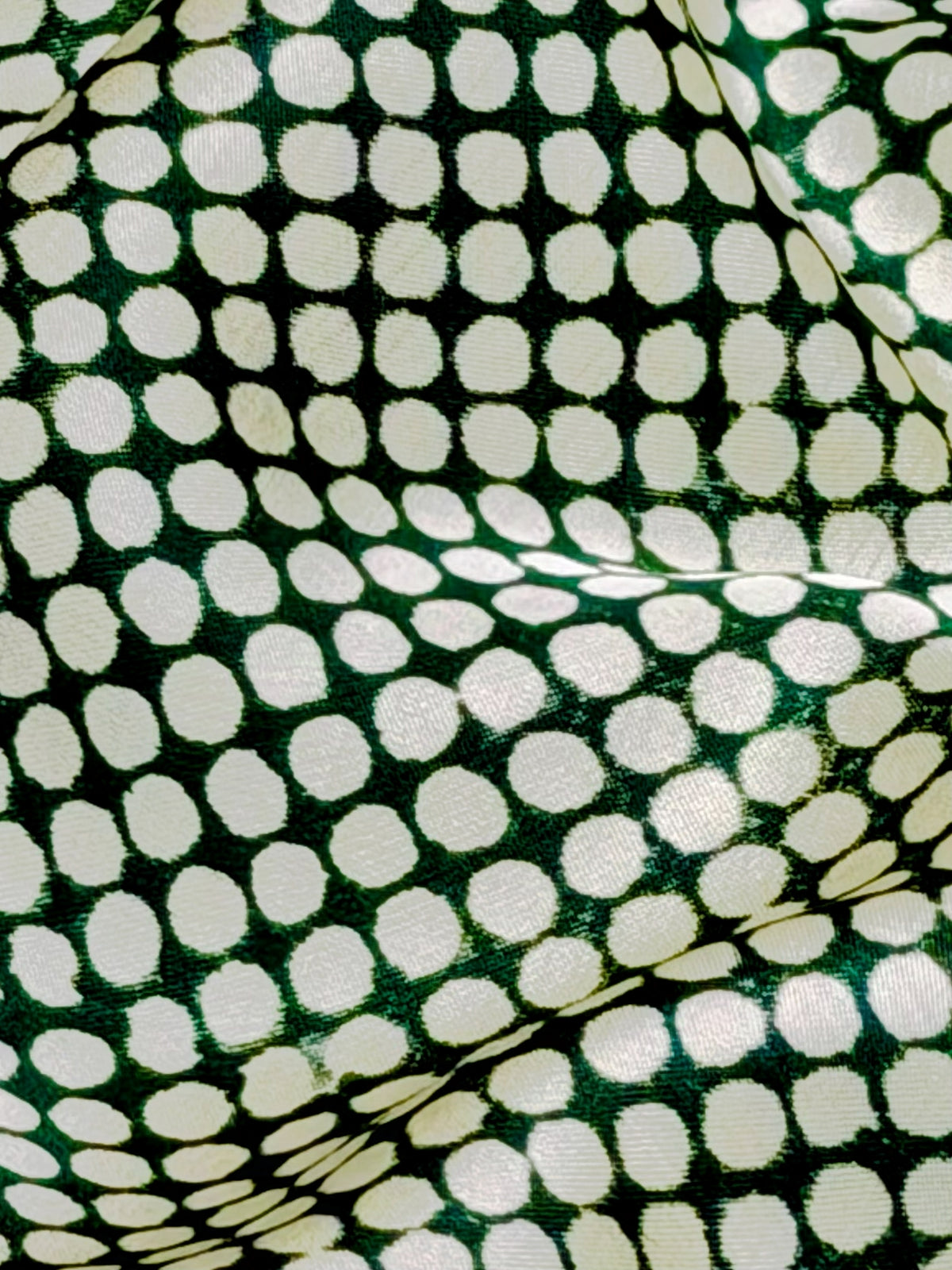 Green Muslin Silk Polka Block Print Fabric