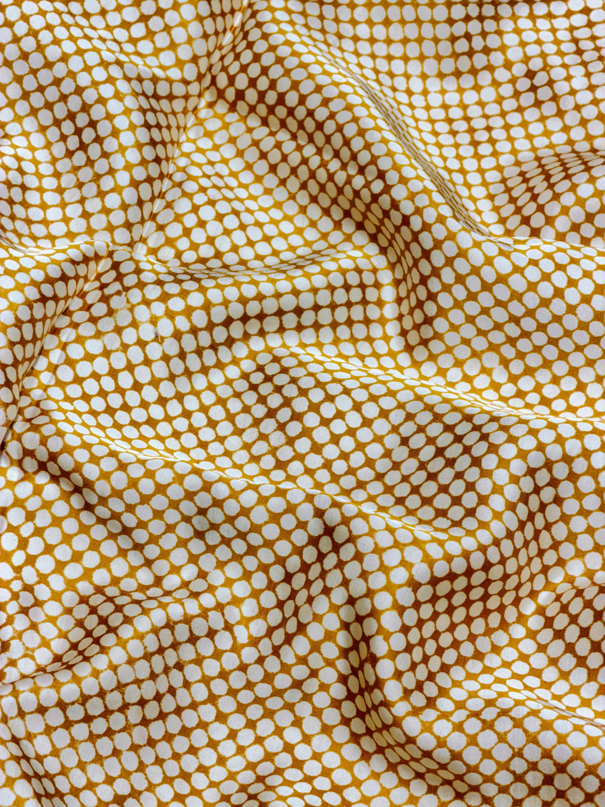 Yellow Muslin Silk Polka Block Print Fabric