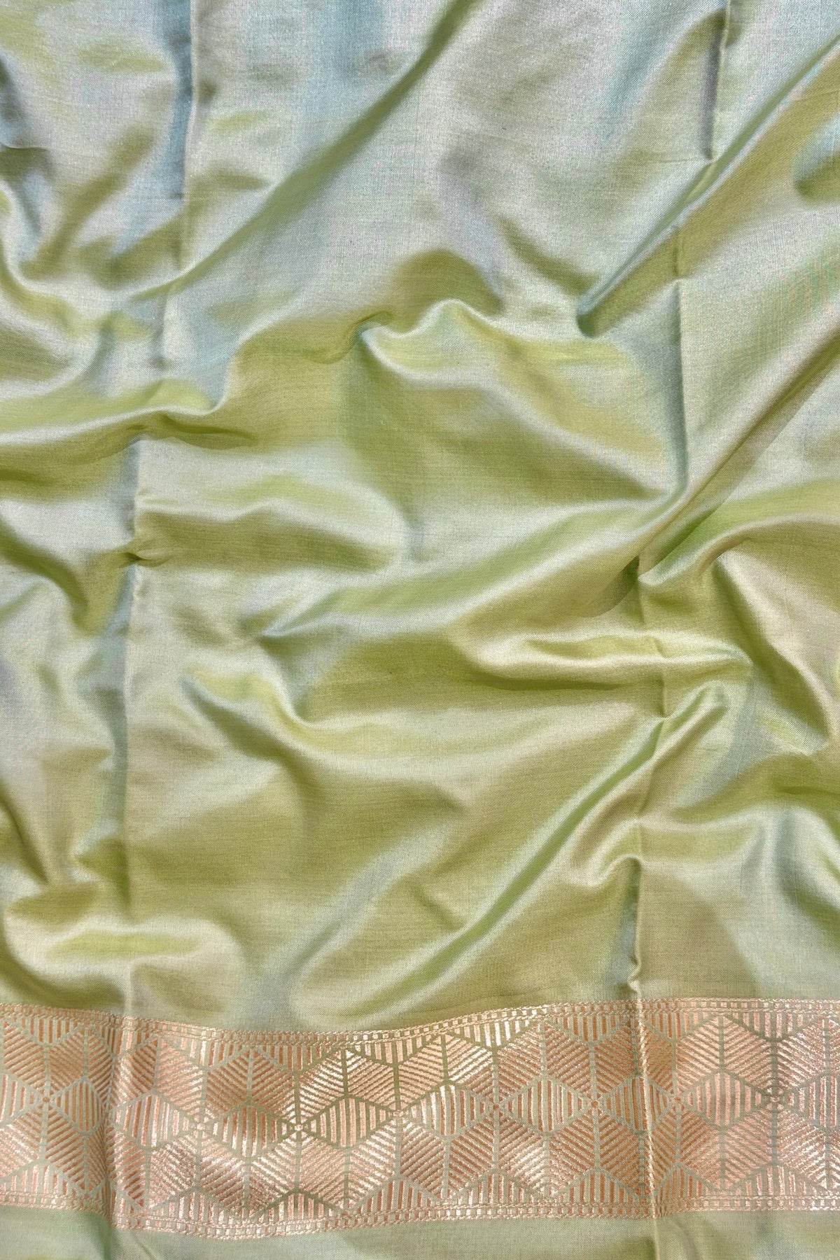Pastel Green Katan Silk Iktara Suit with Meena Kadhwa Floral Jaal Dupatta