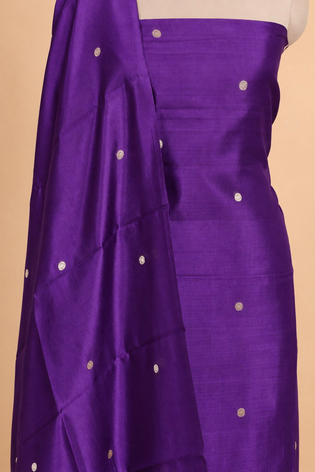 Royal Purple Soft Silk Suit Set With Tissue Border Dupatta