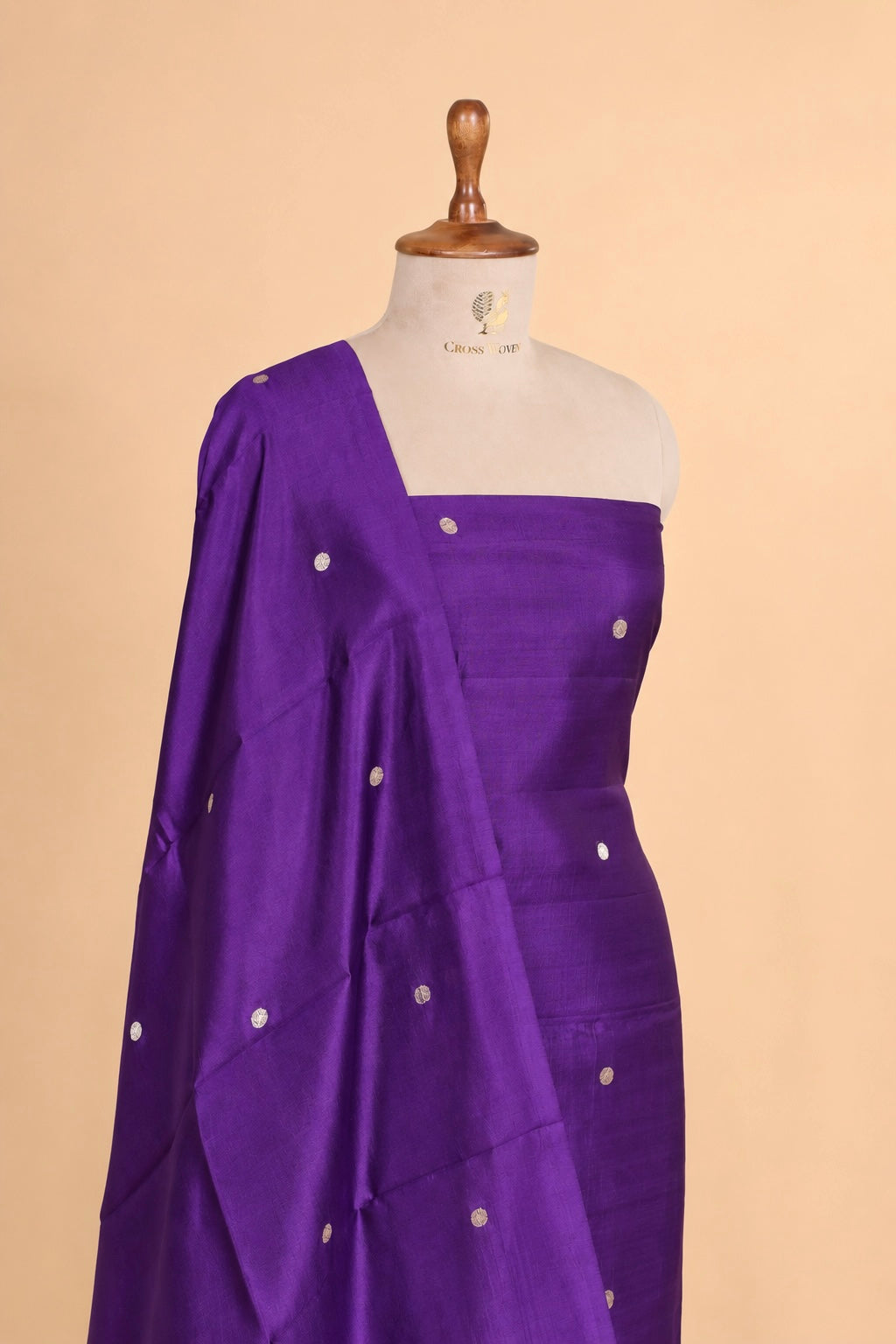 Royal Purple Soft Silk Suit Set With Tissue Border Dupatta