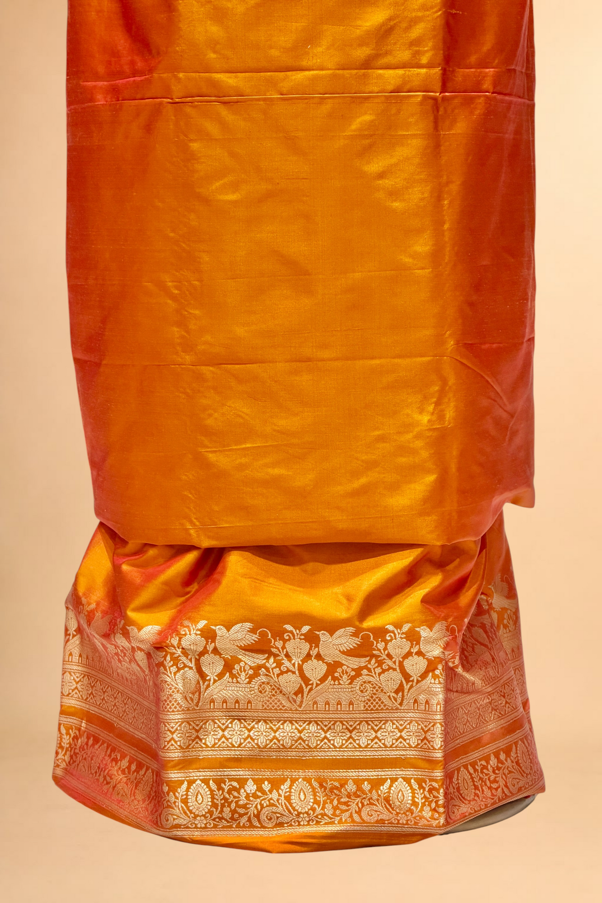Mustard Gold Katan Silk Co-Ord Set with Regal Panel CW10