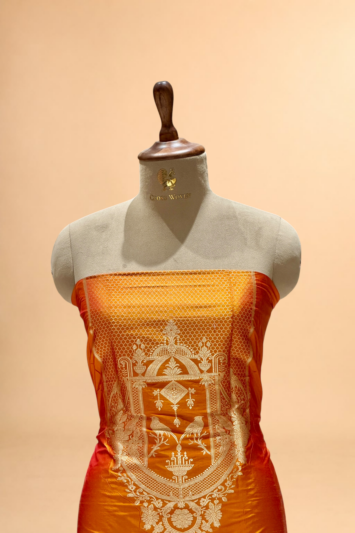Mustard Gold Katan Silk Co-Ord Set with Regal Panel CW10