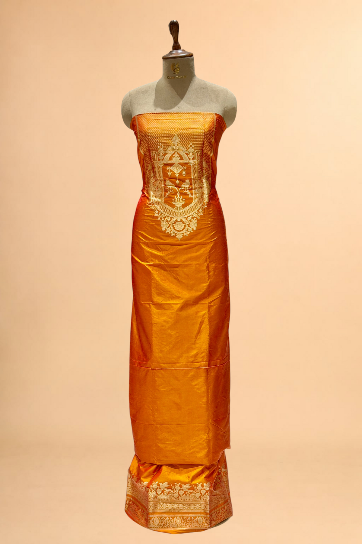 Mustard Gold Katan Silk Co-Ord Set with Regal Panel CW10
