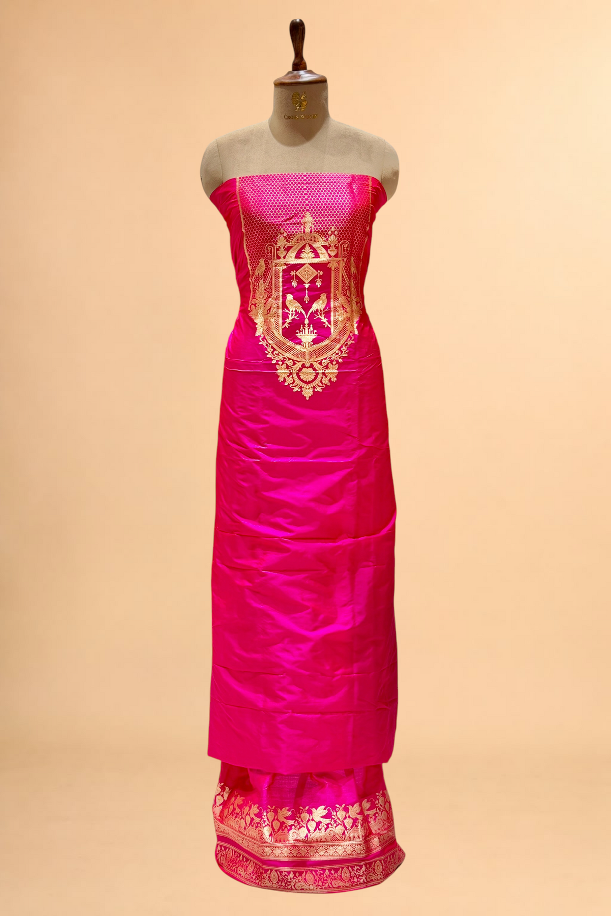 Pink Katan Silk Co-Ord Set with Regal Panel CW09