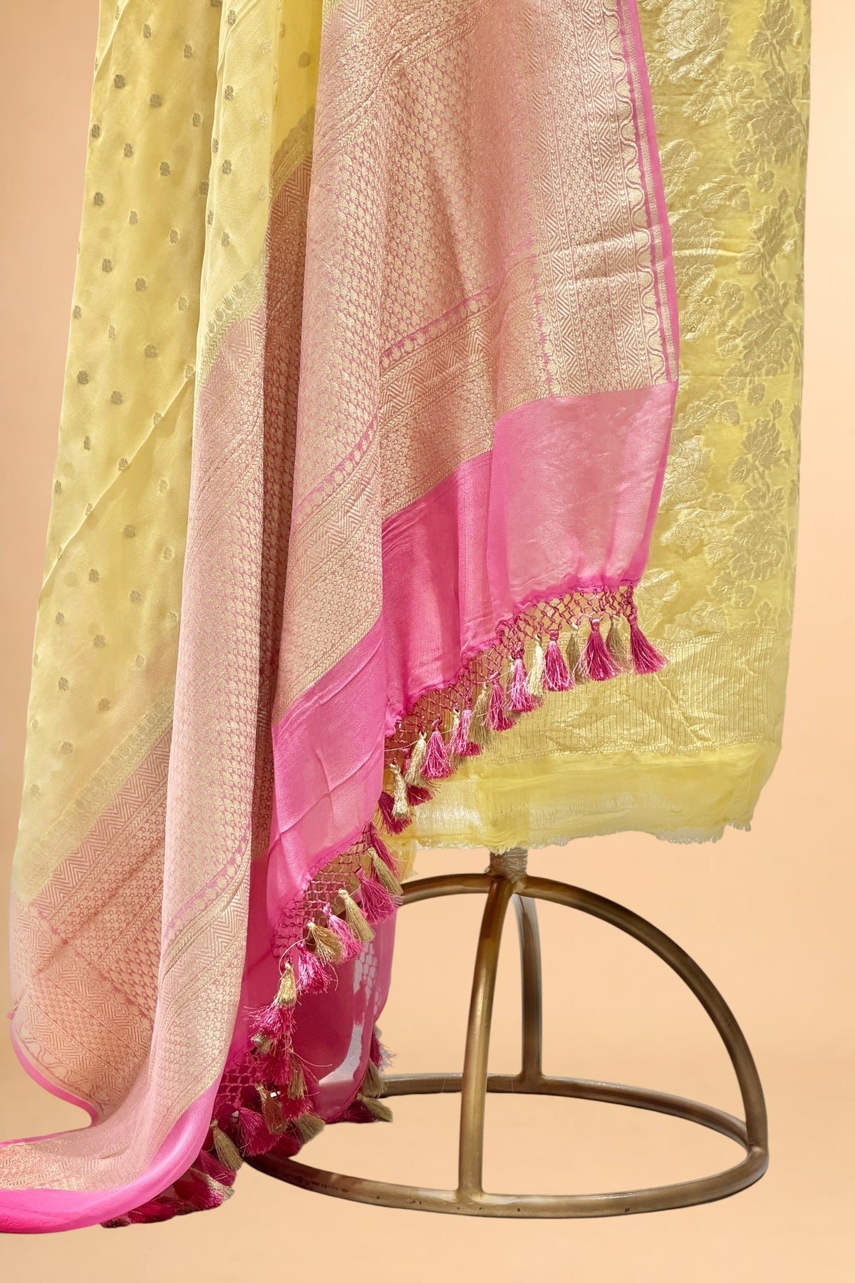 Yellow Pure Georgette Suit Set with Contrast Border Dupatta