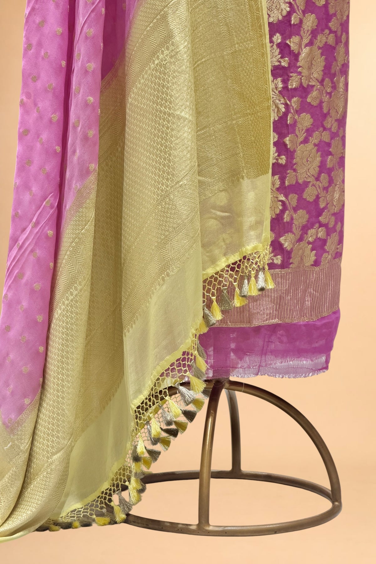 Mauve Purple Pure Georgette Suit Set with Contrast Border Dupatta