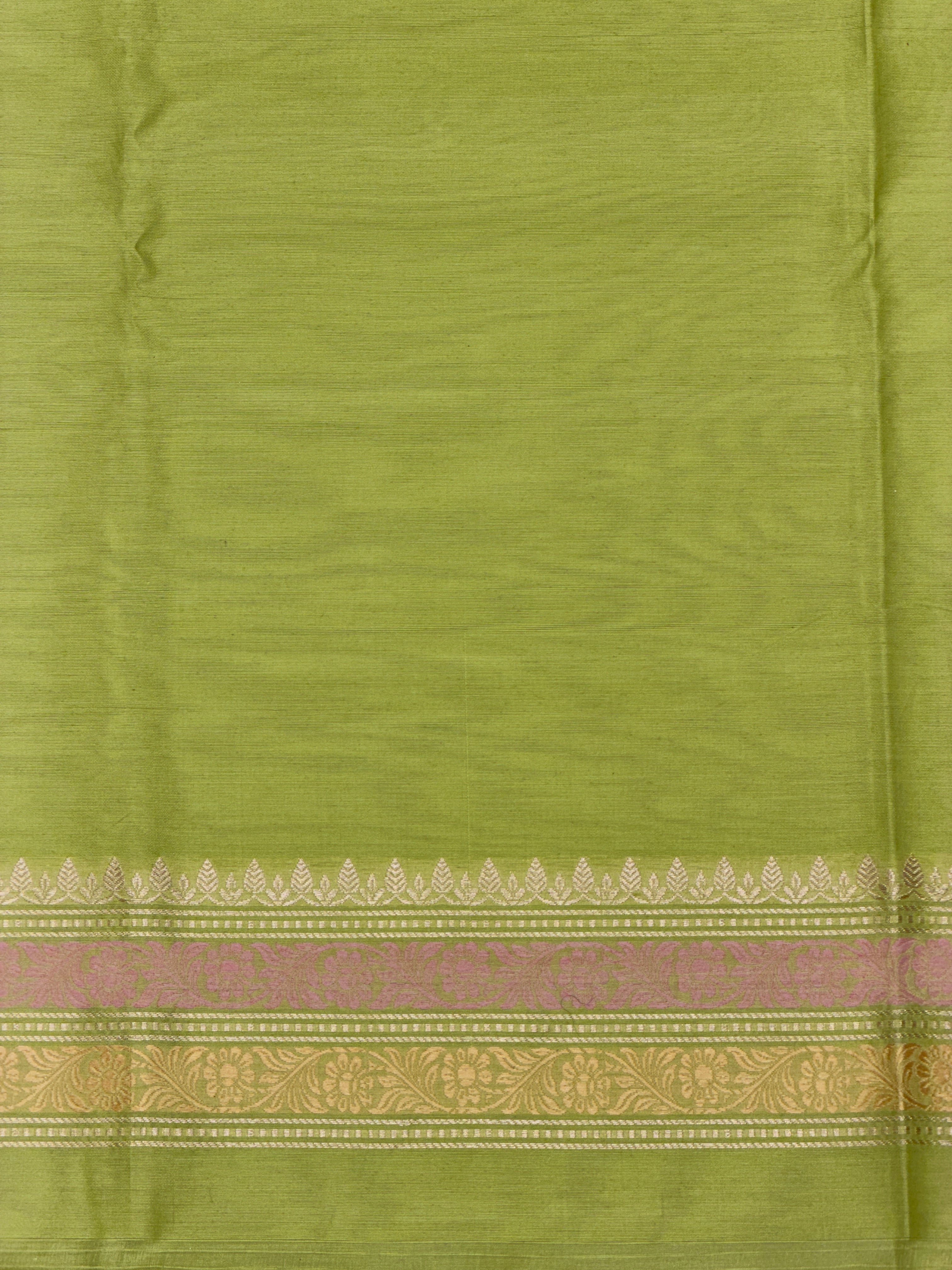Sage Green Premium Cotton Banarasi Suit With Meenakari Floral Motif