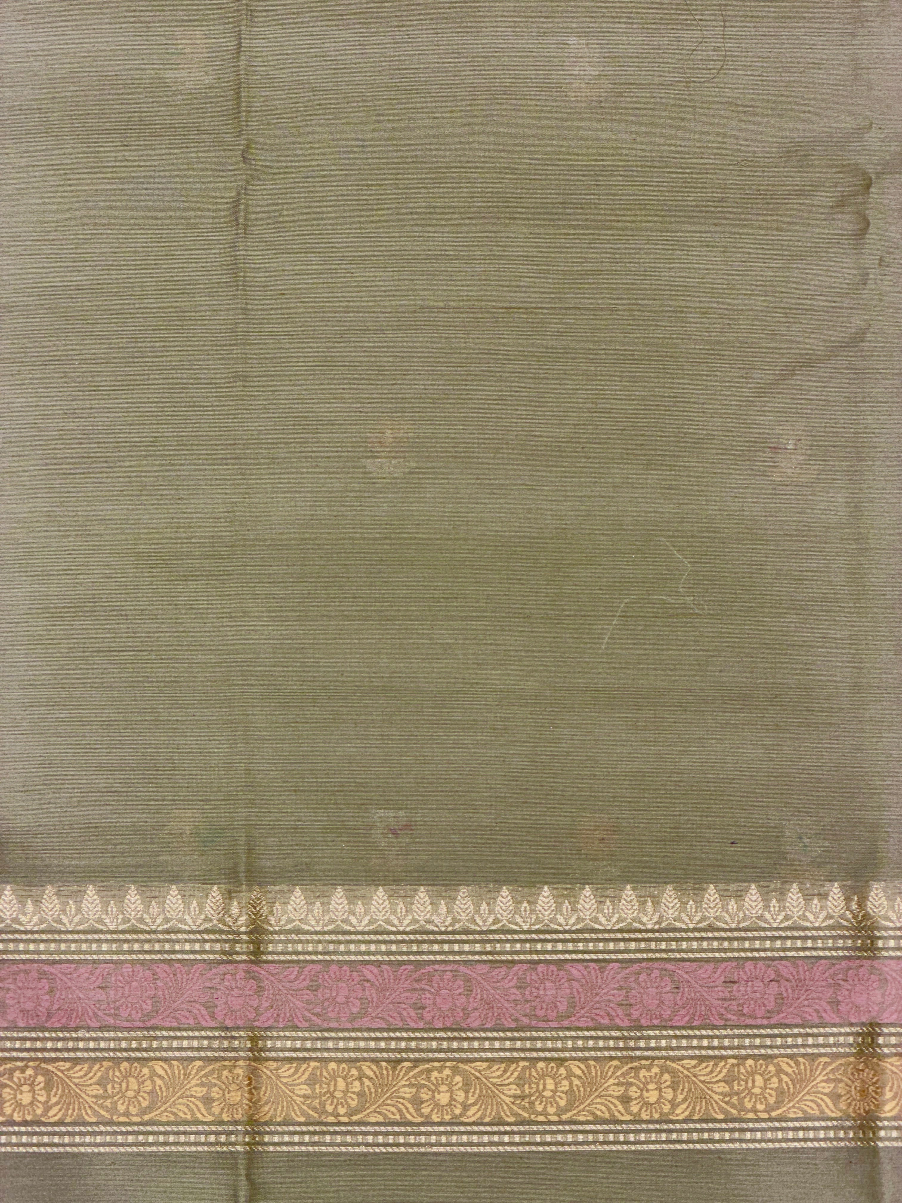 Gray Premium Cotton Banarasi Suit With Meenakari Floral Motif