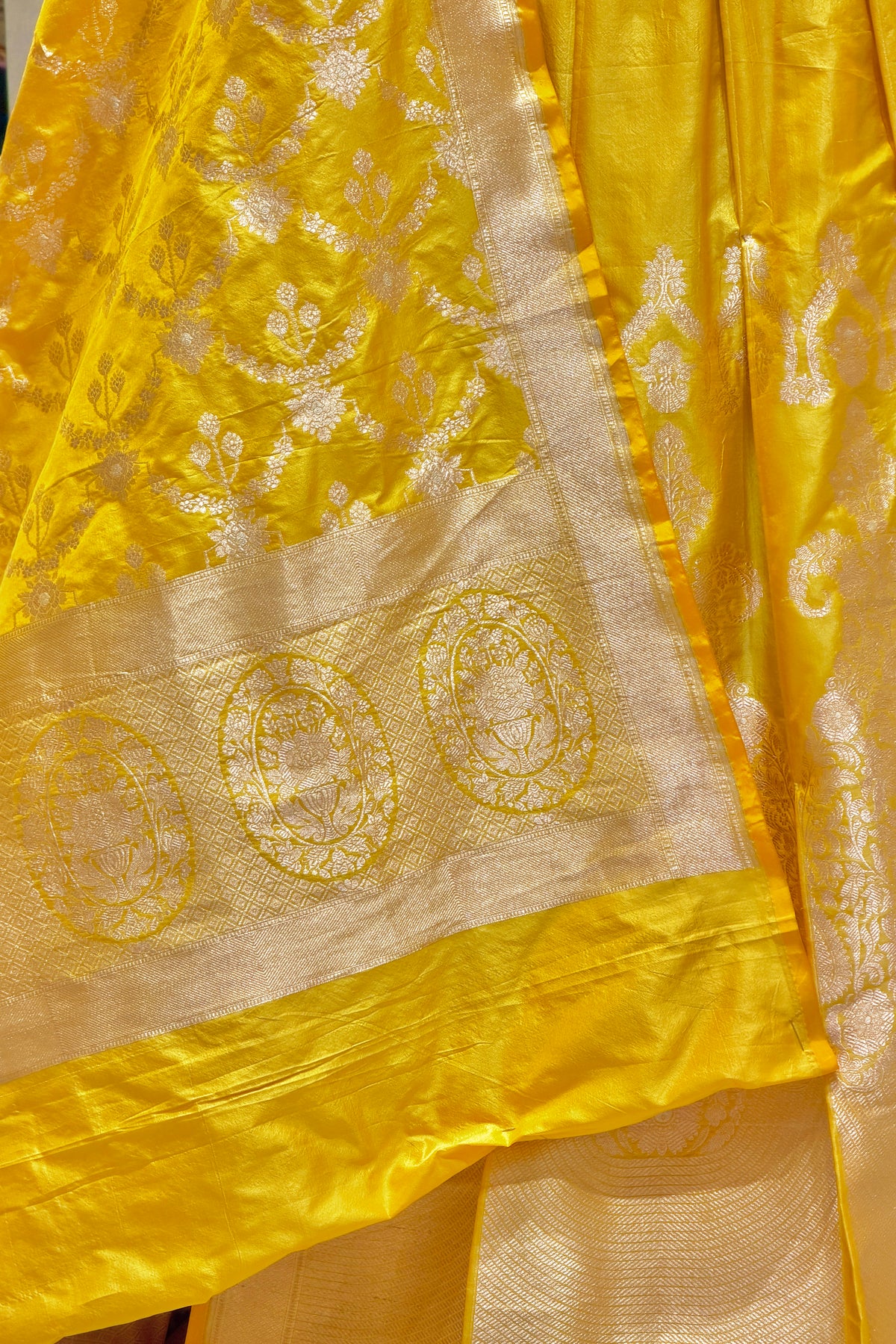 Yellow Banarasi Pure Katan Silk Lehenga