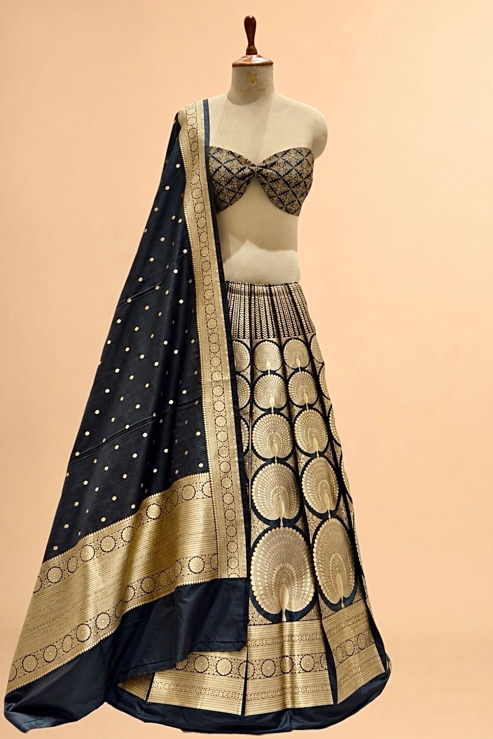 Black Banarasi Pure Katan Silk Lehenga