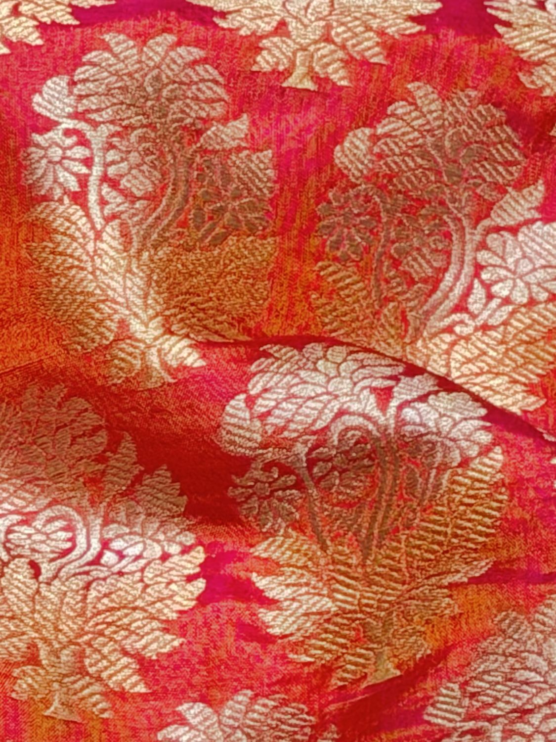 Red Banarasi Allover Sona - Rupa Pure Katan Silk Fabric