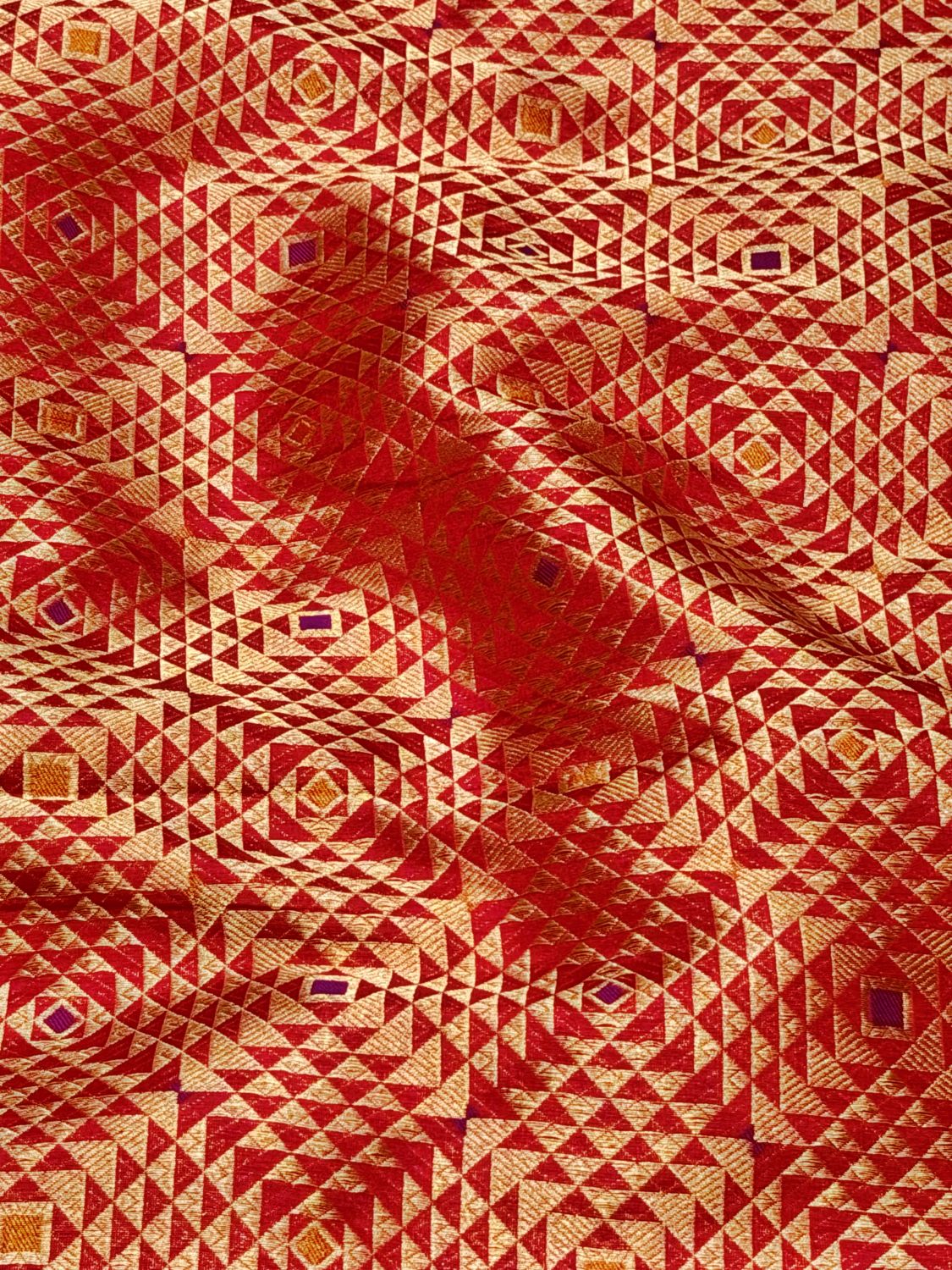 Red Banarasi Pure Katan Silk Fabric