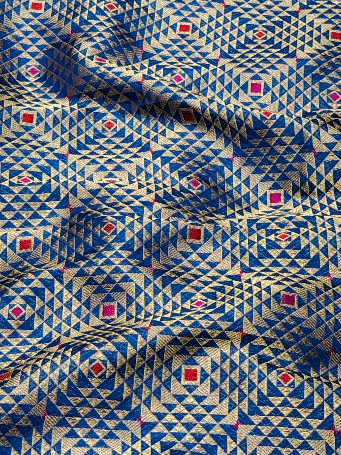 Blue Banarasi Pure Katan Silk Fabric