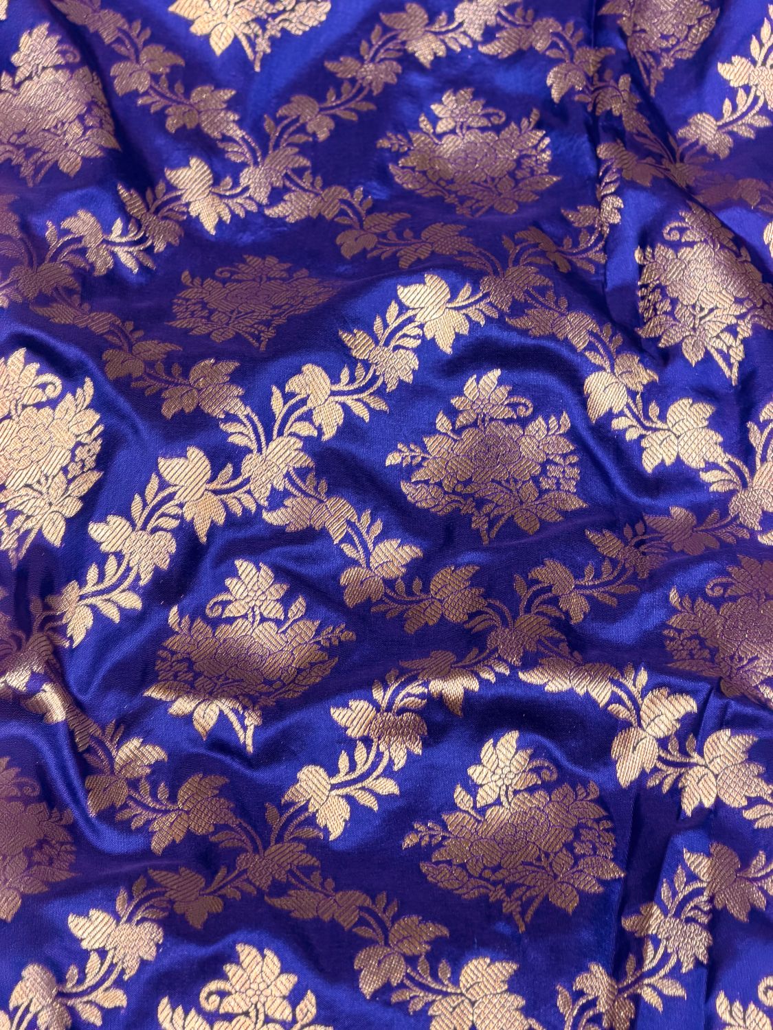 Blue Banarasi Pure Katan Silk Fabric