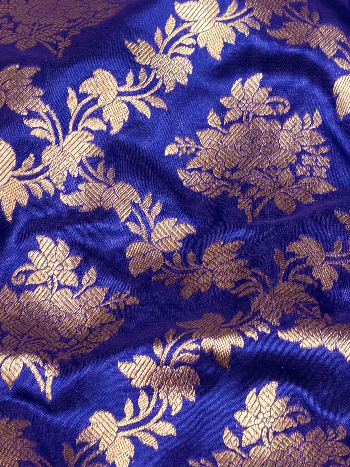 Blue Banarasi Pure Katan Silk Fabric