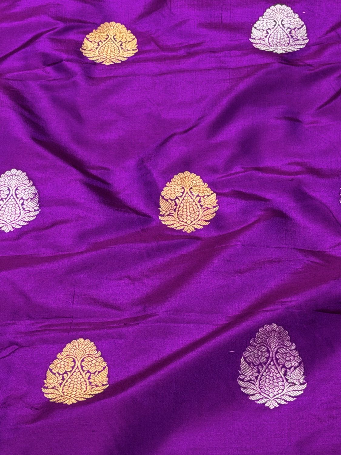 Deep Purple Banarasi Allover Boota Pure Katan Silk Fabric