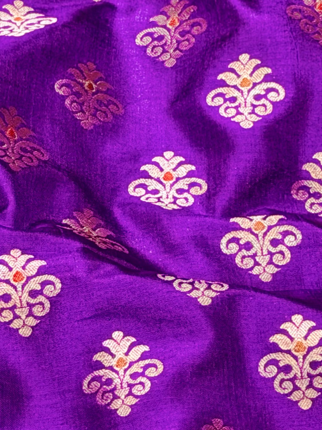 Purple Banarasi Allover Booti Pure Katan Silk Fabric