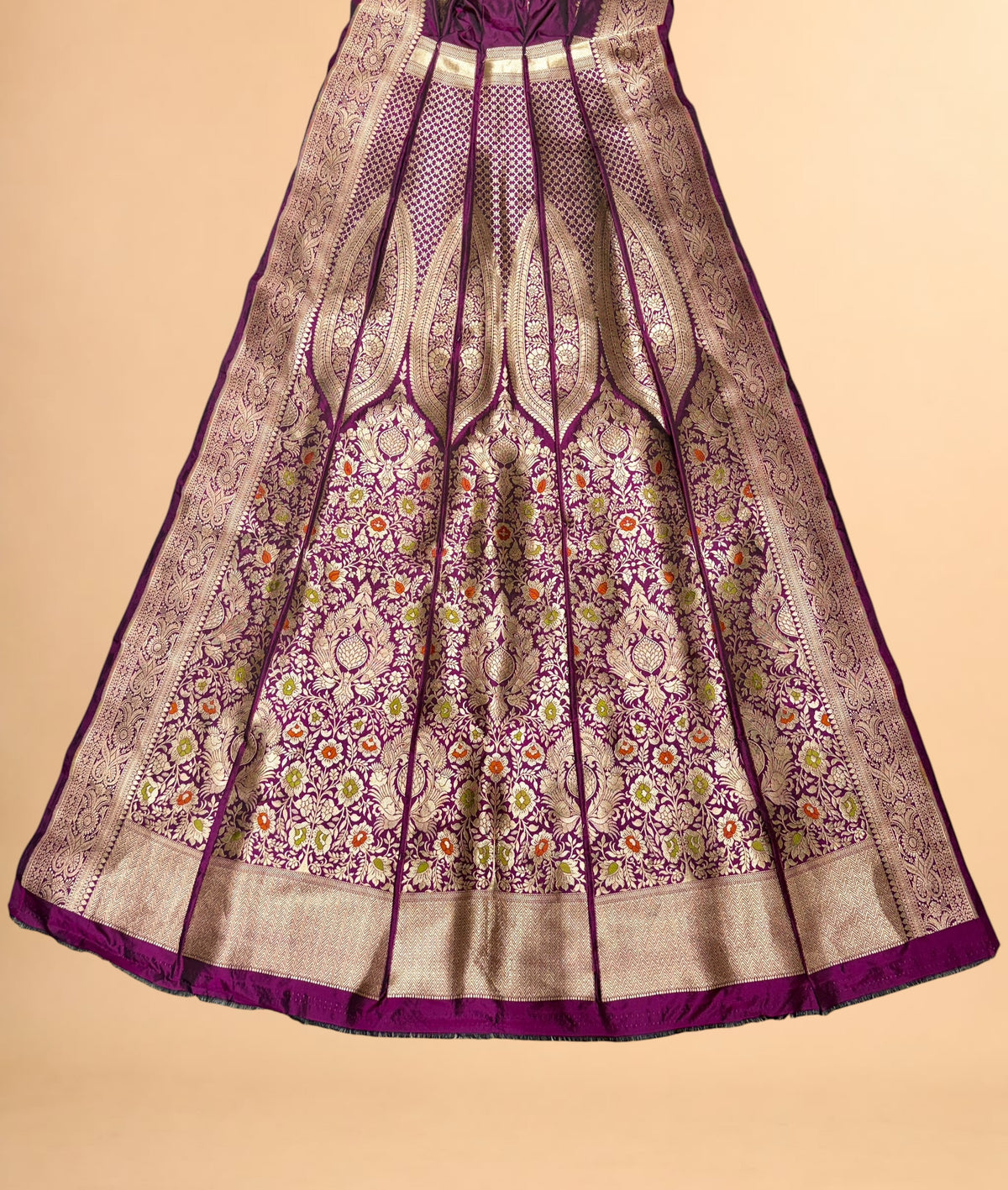 Magenta Purple Meena Floral Banarasi Pure Katan Silk Lehenga