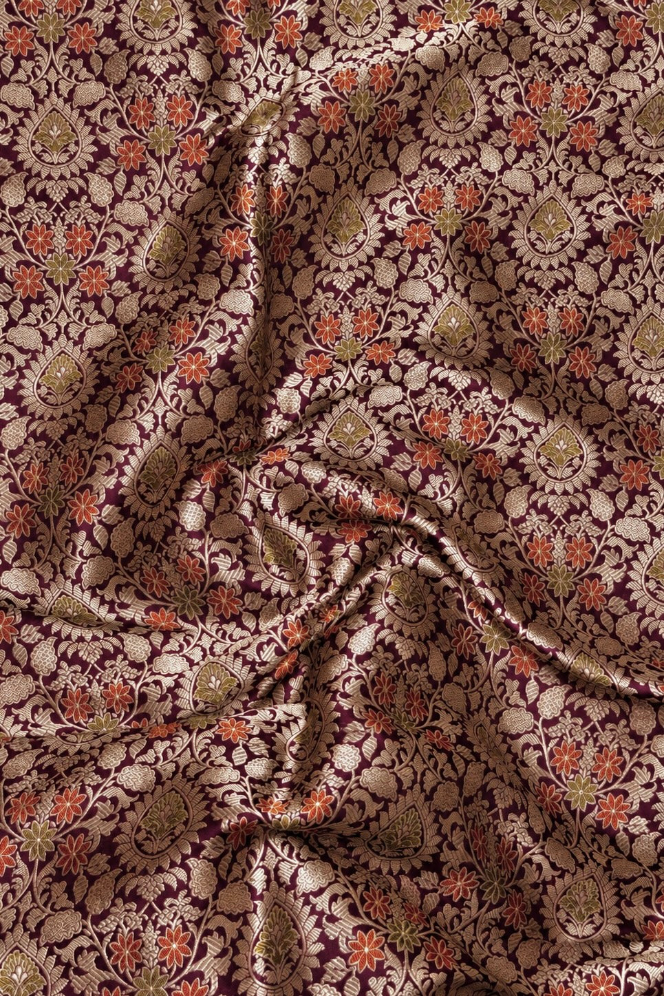Magenta Purple Meena Floral Banarasi Pure Katan Silk Lehenga