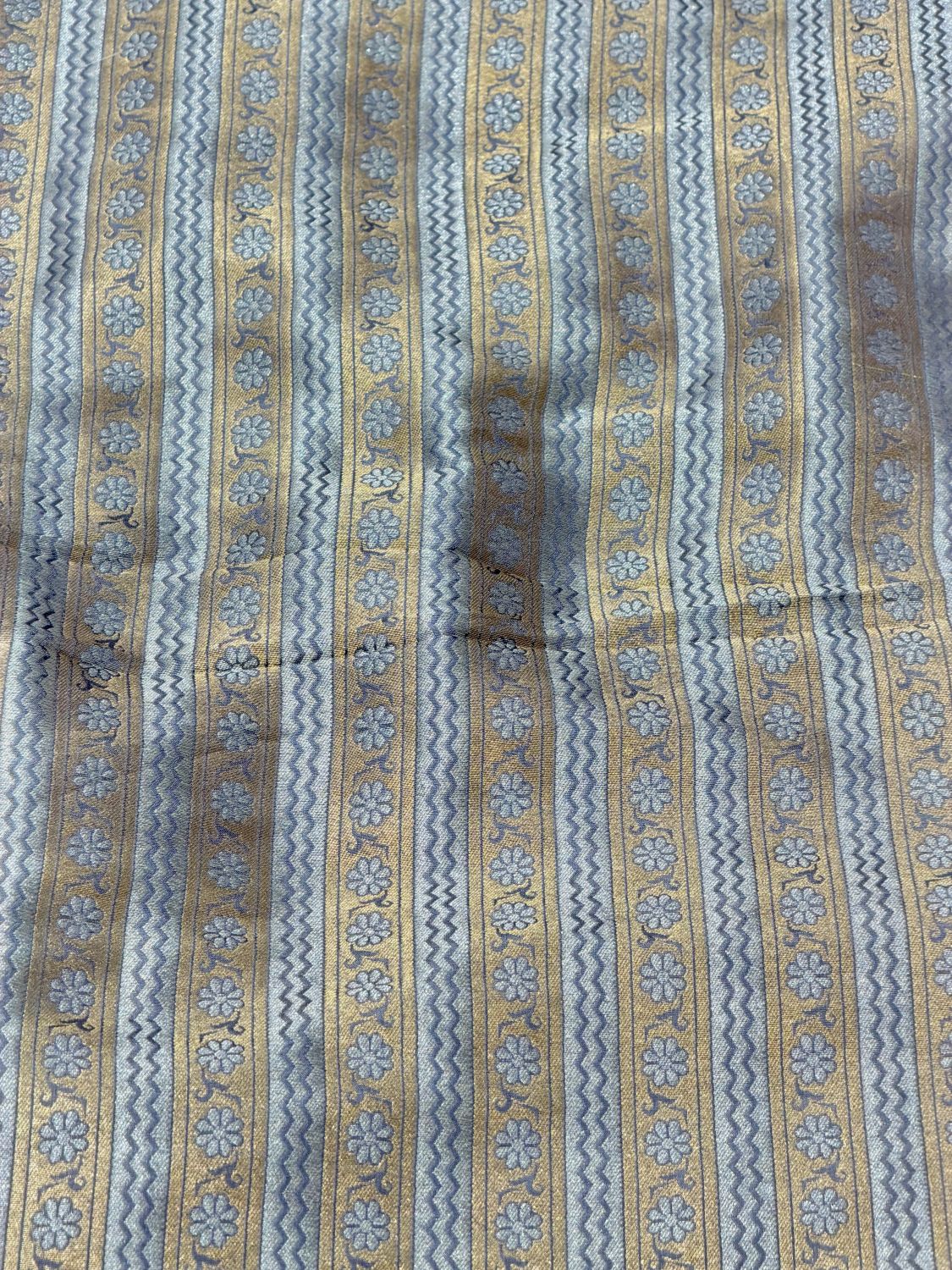 Grey Banarasi Pure Katan Silk Fabric