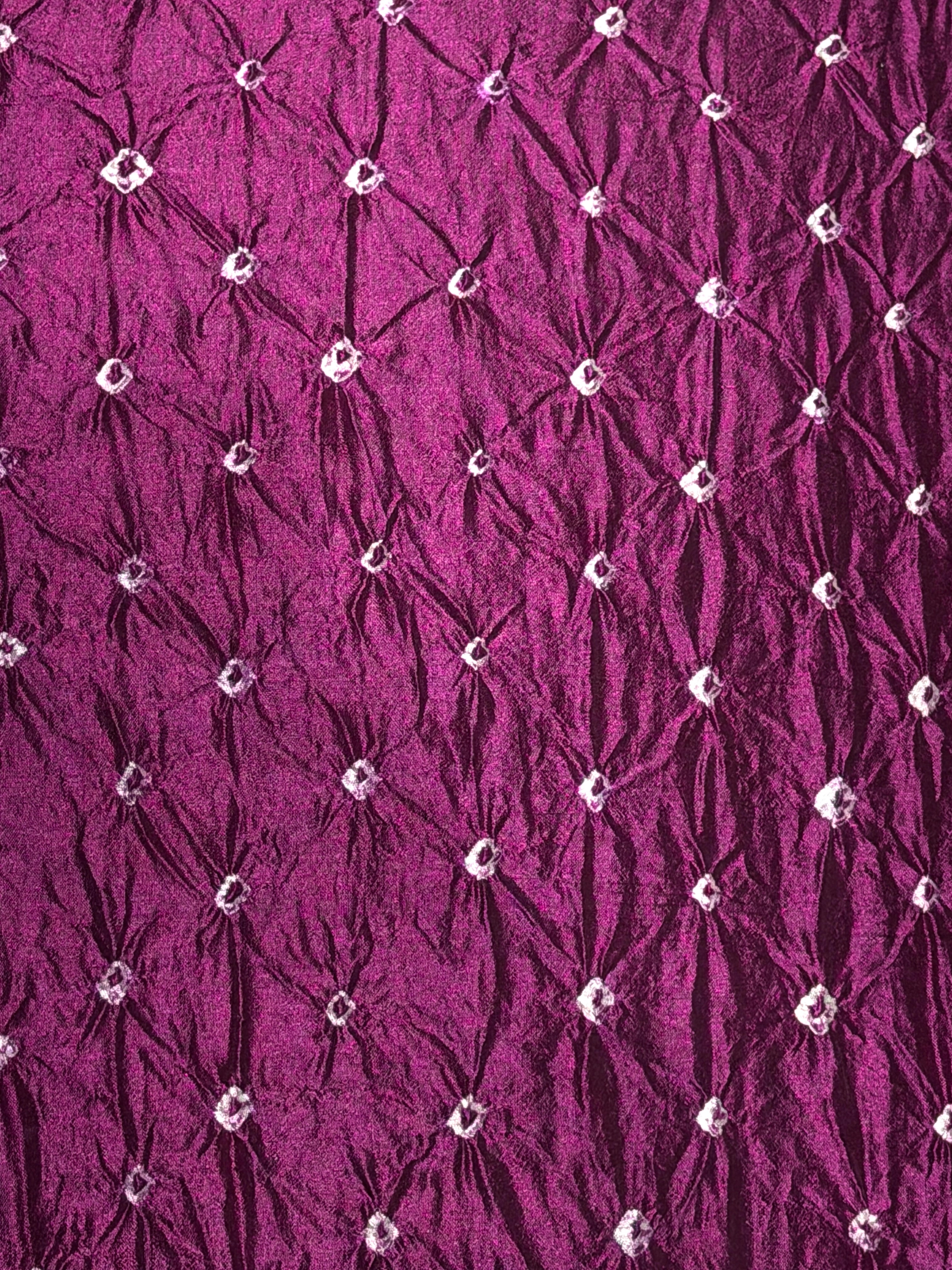 Deep Wine Chiniya Silk Fabric With Bandhani