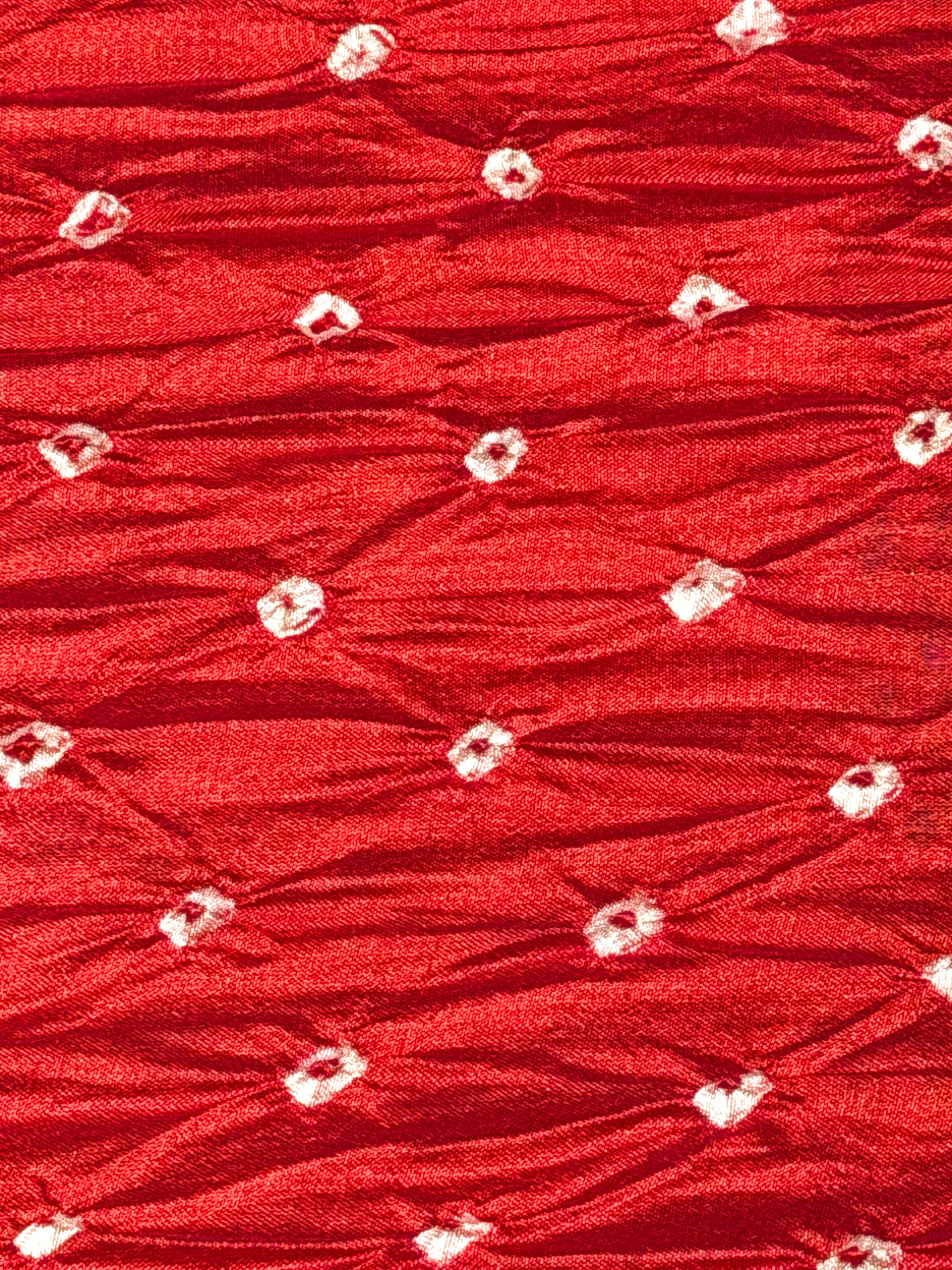 Red Chiniya Silk Fabric With Bandhani