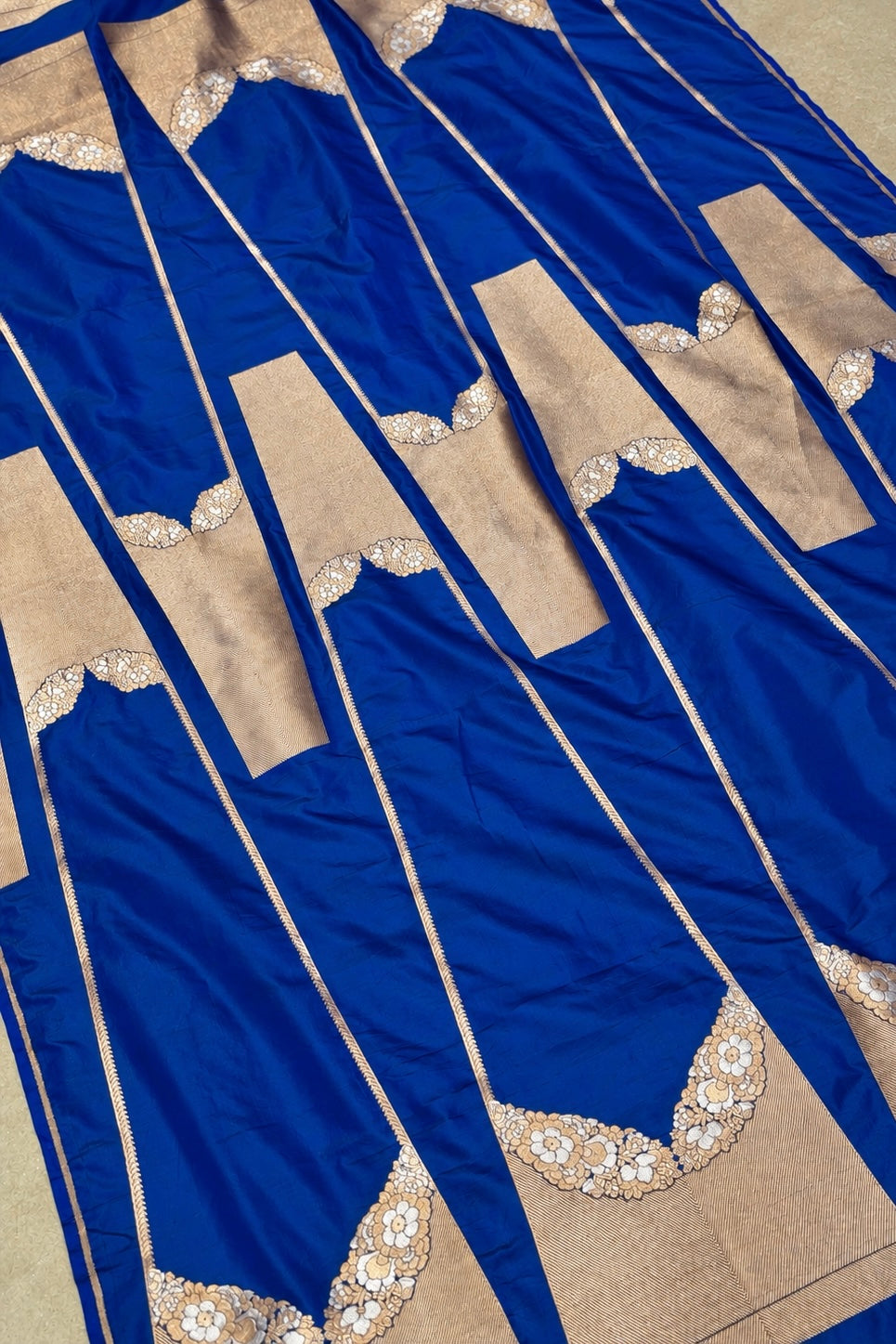 Dual Shade Peacock Blue Banarasi Pure Katan Silk Lehenga