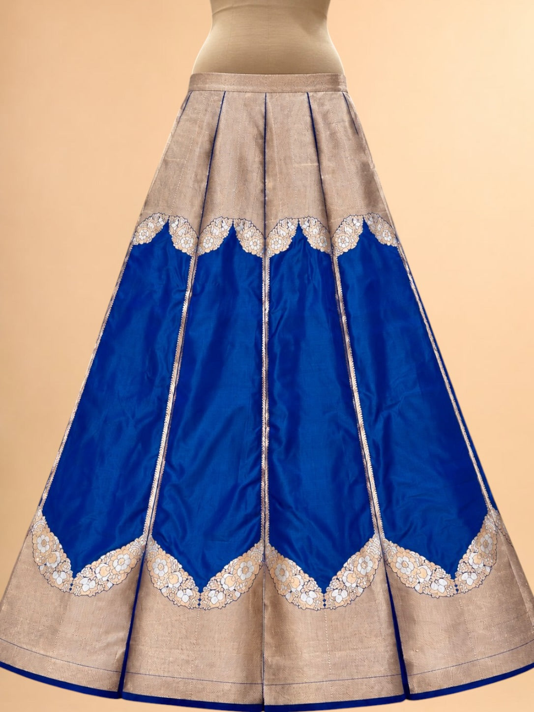 Dual Shade Peacock Blue Banarasi Pure Katan Silk Lehenga