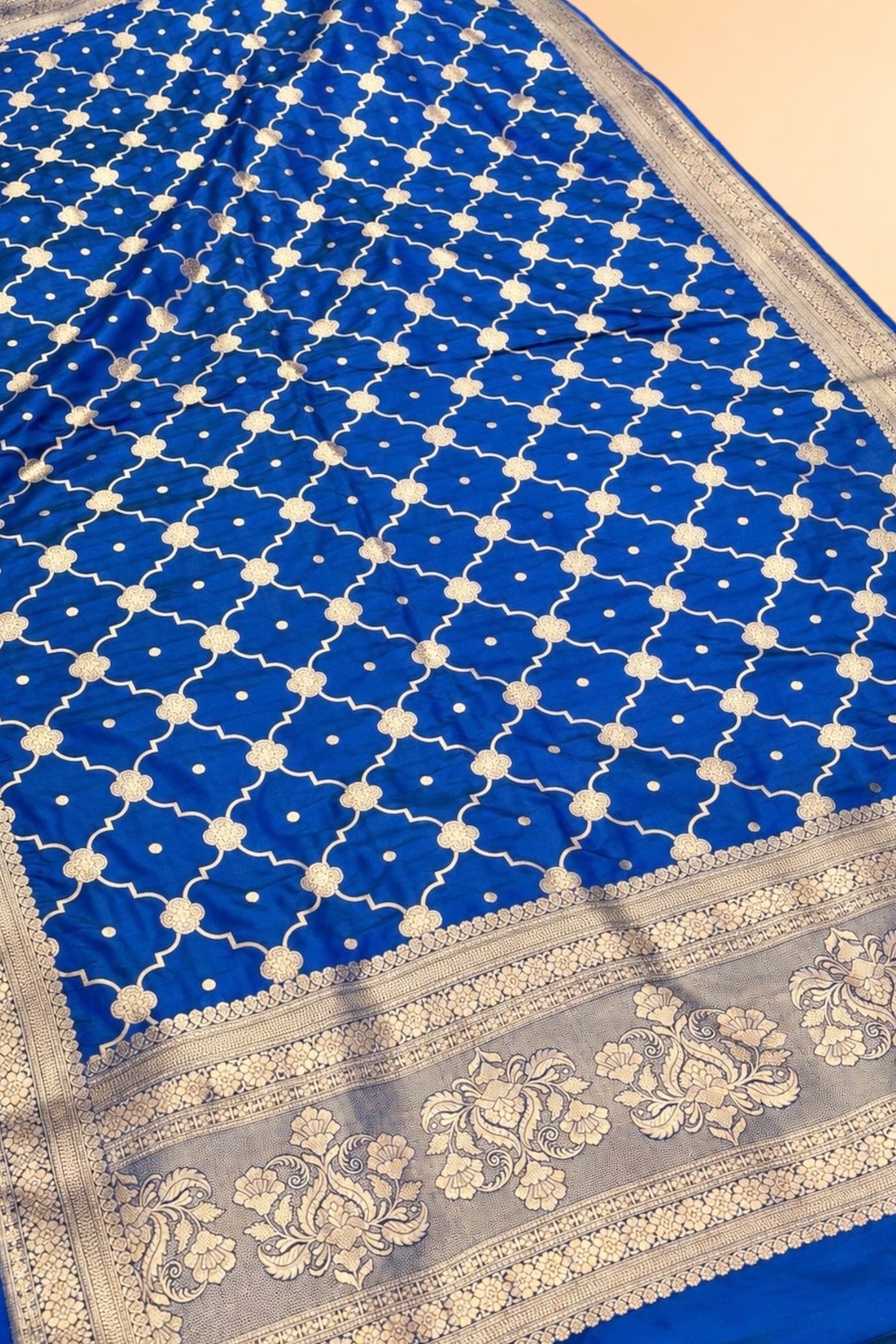 Dual Shade Peacock Blue Banarasi Pure Katan Silk Lehenga